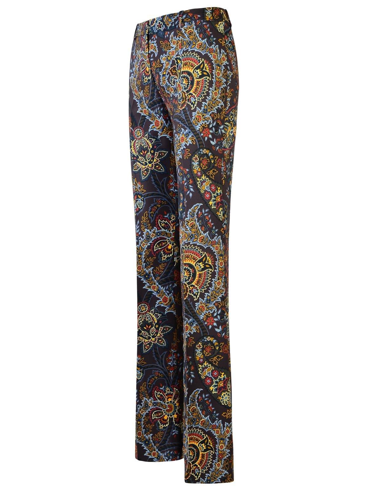 Shop Etro Paisley Printed Cady Trousers In Brown