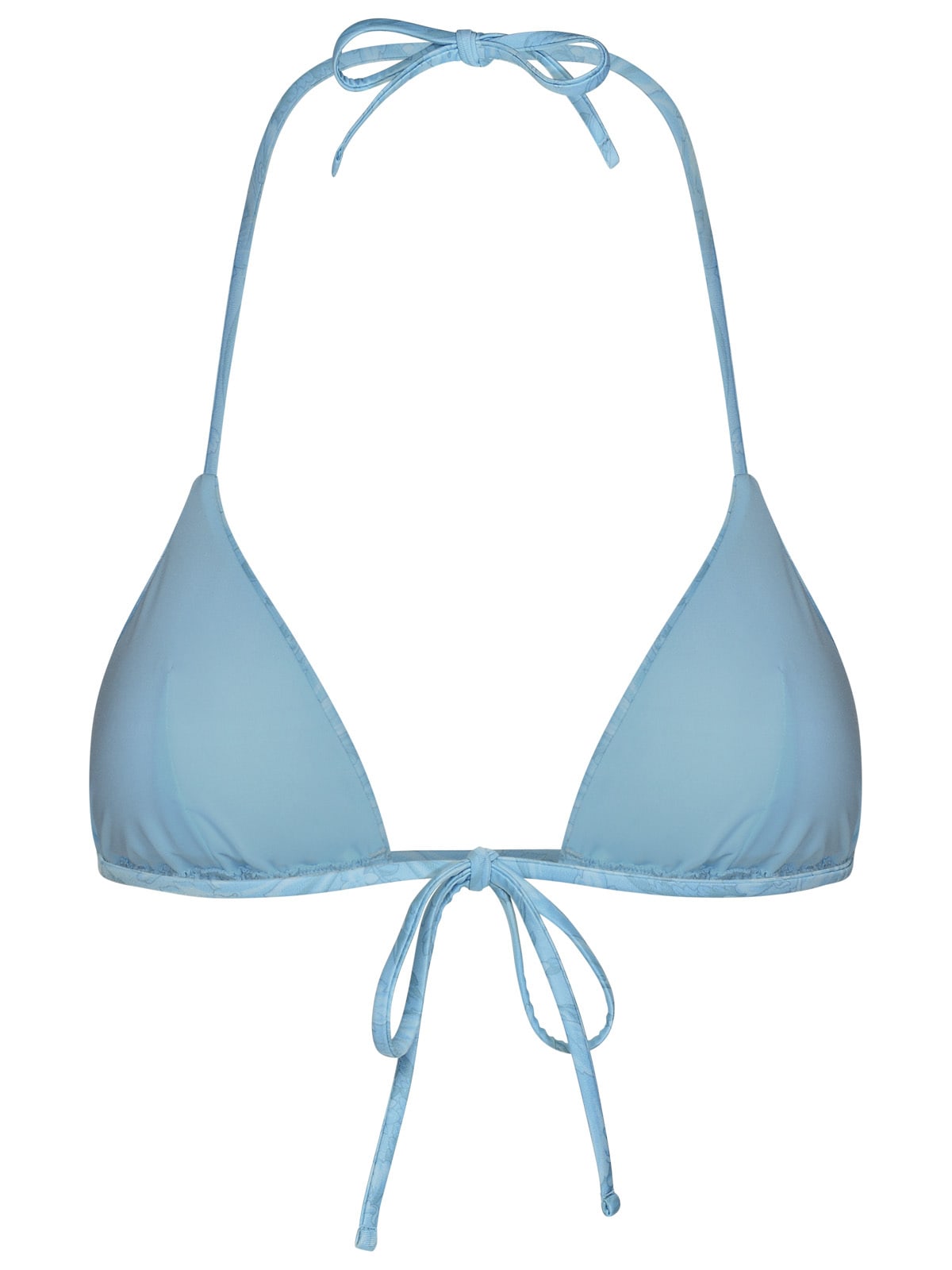 Shop Versace Barocco Light Blue Polyester Blend Bikini Top
