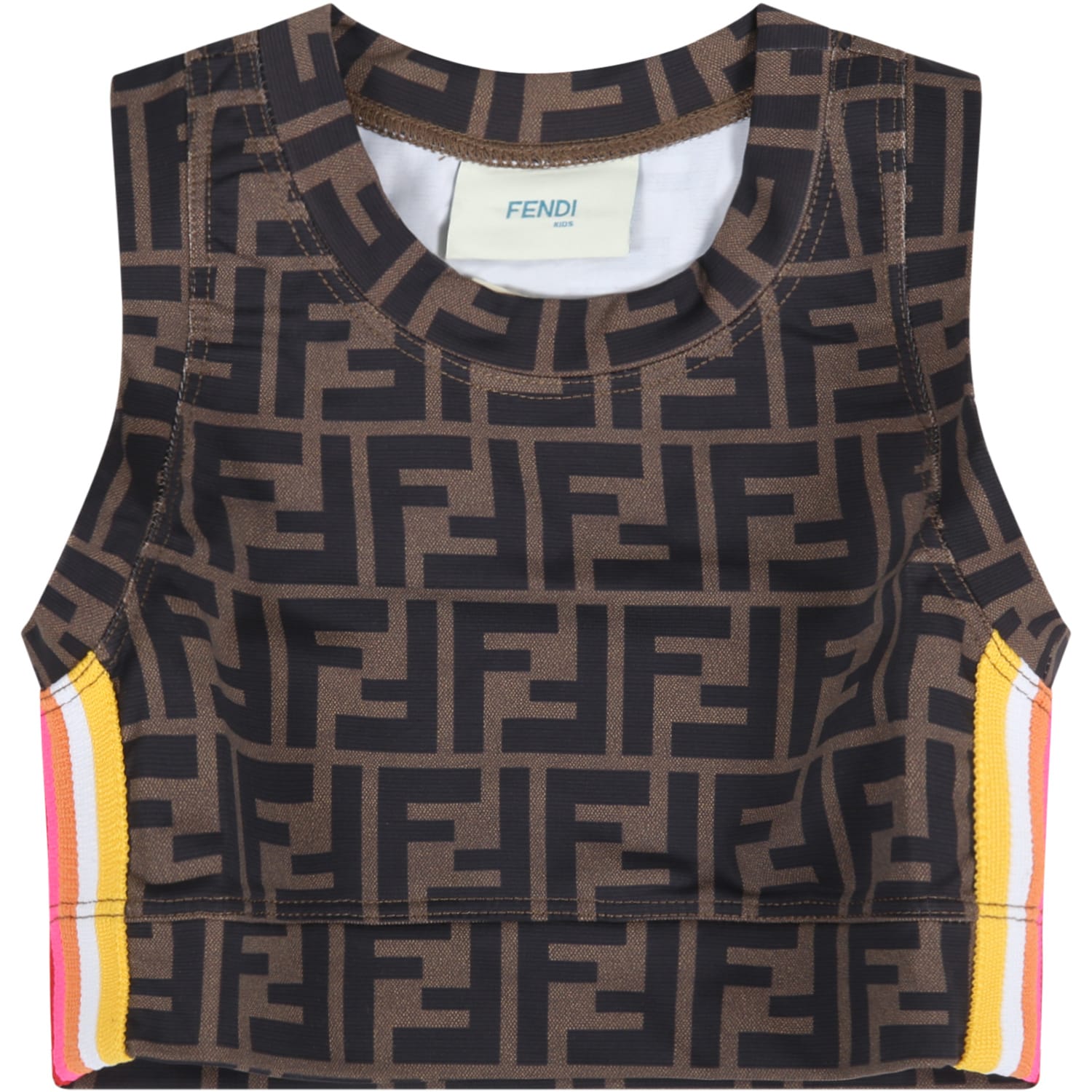 Fendi Brown Top For Girl With Double Ff
