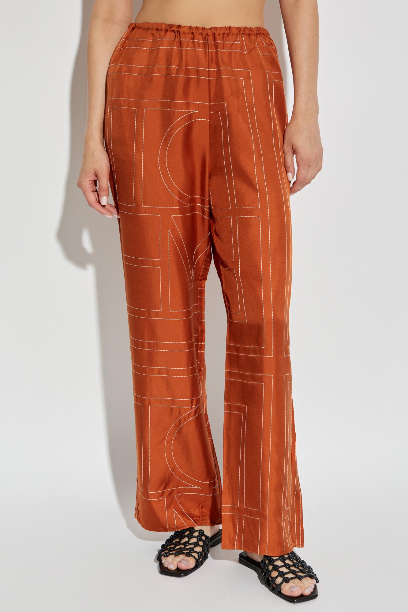Totême Toteme Silk Pants In Brown