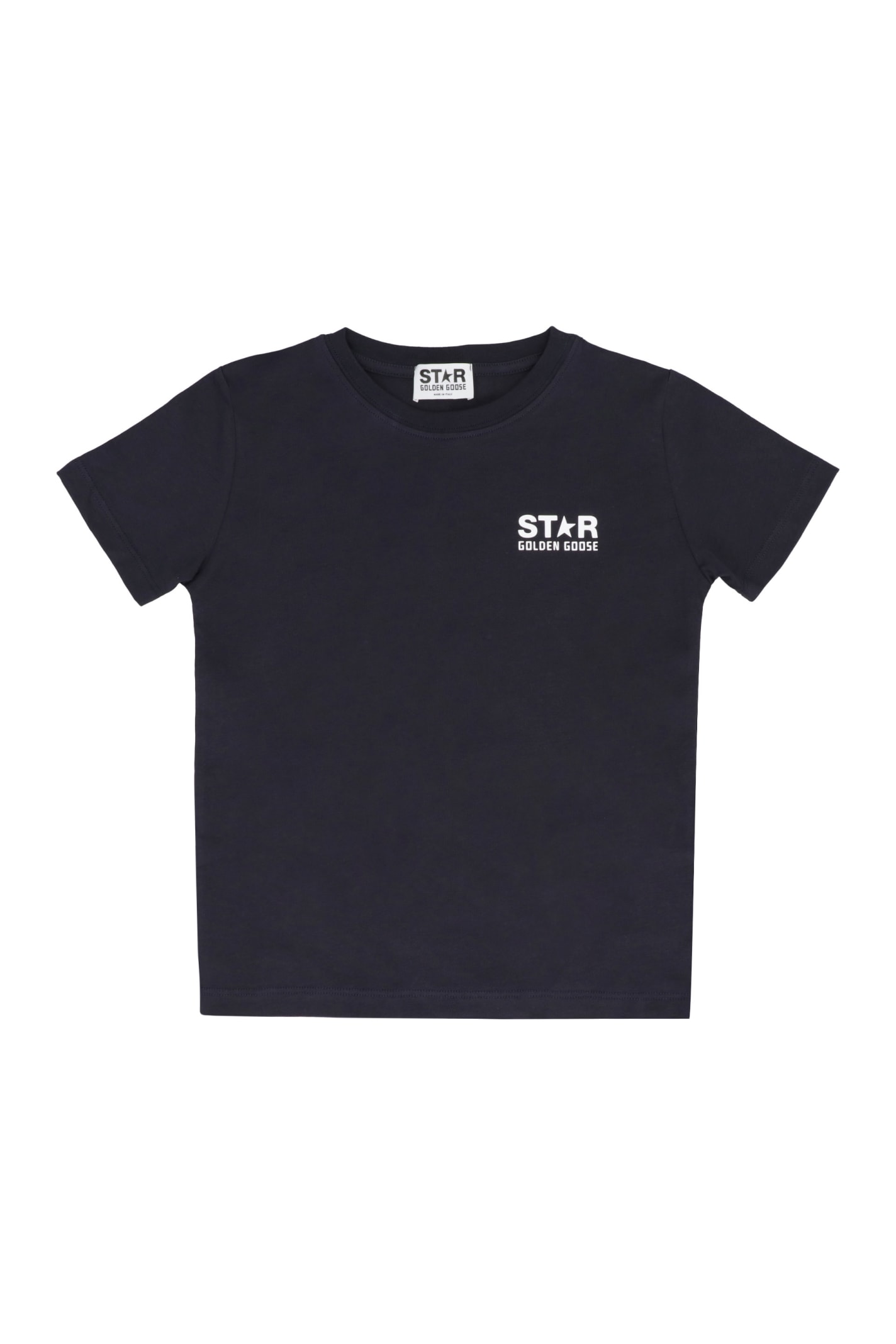 Golden Goose Kids' Logo Cotton T-shirt In Blue