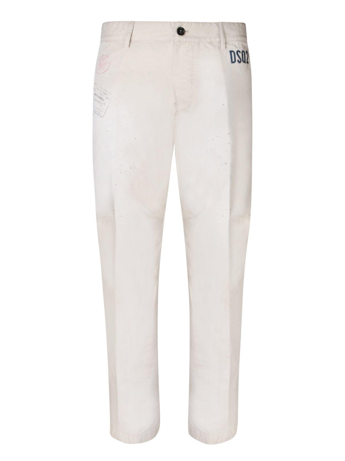 Shop Dsquared2 D2 Stamps Sexy Chino Pants In Beige