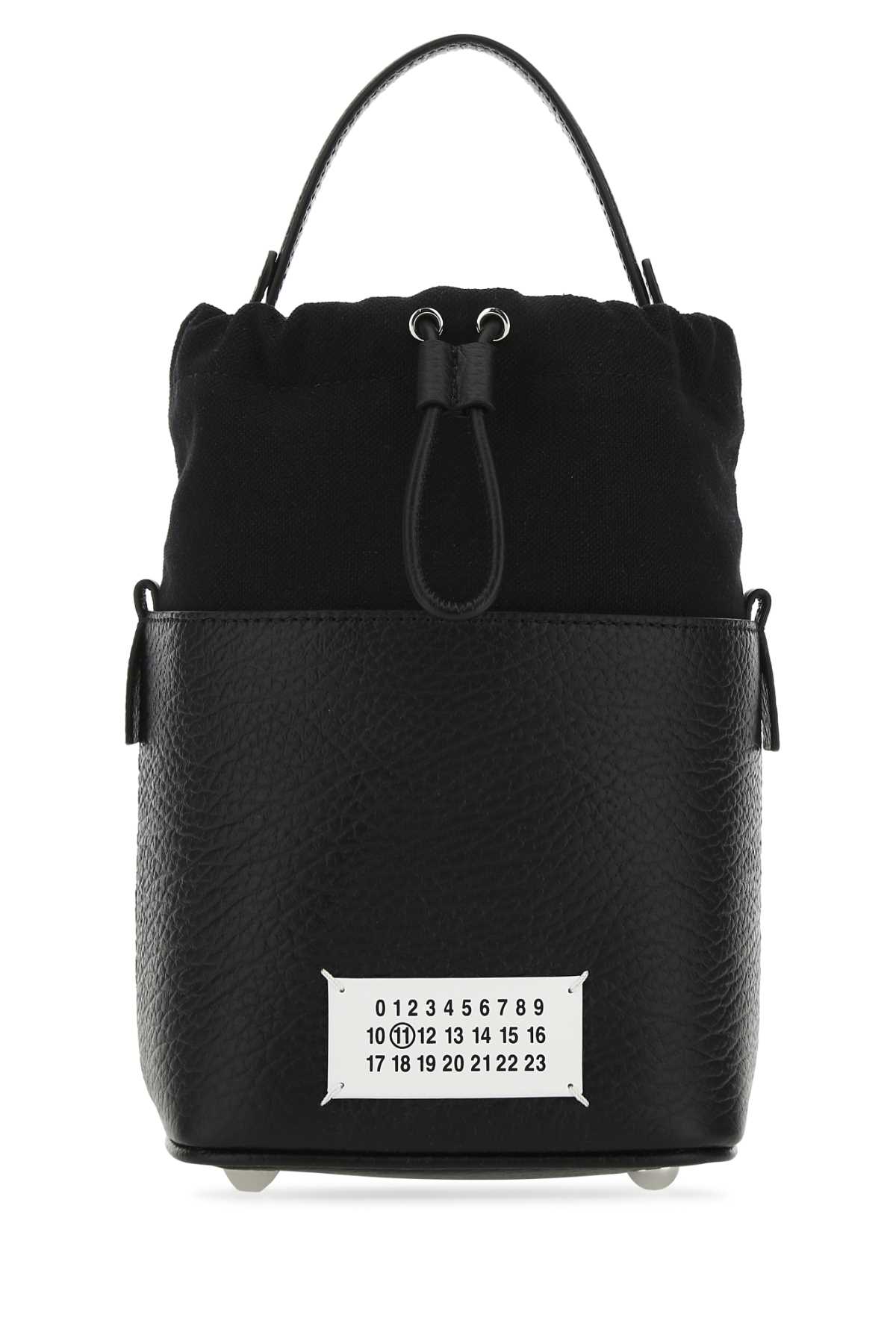Shop Maison Margiela Black Leather And Canvas Mini 5ac Bucket Bag In T8013