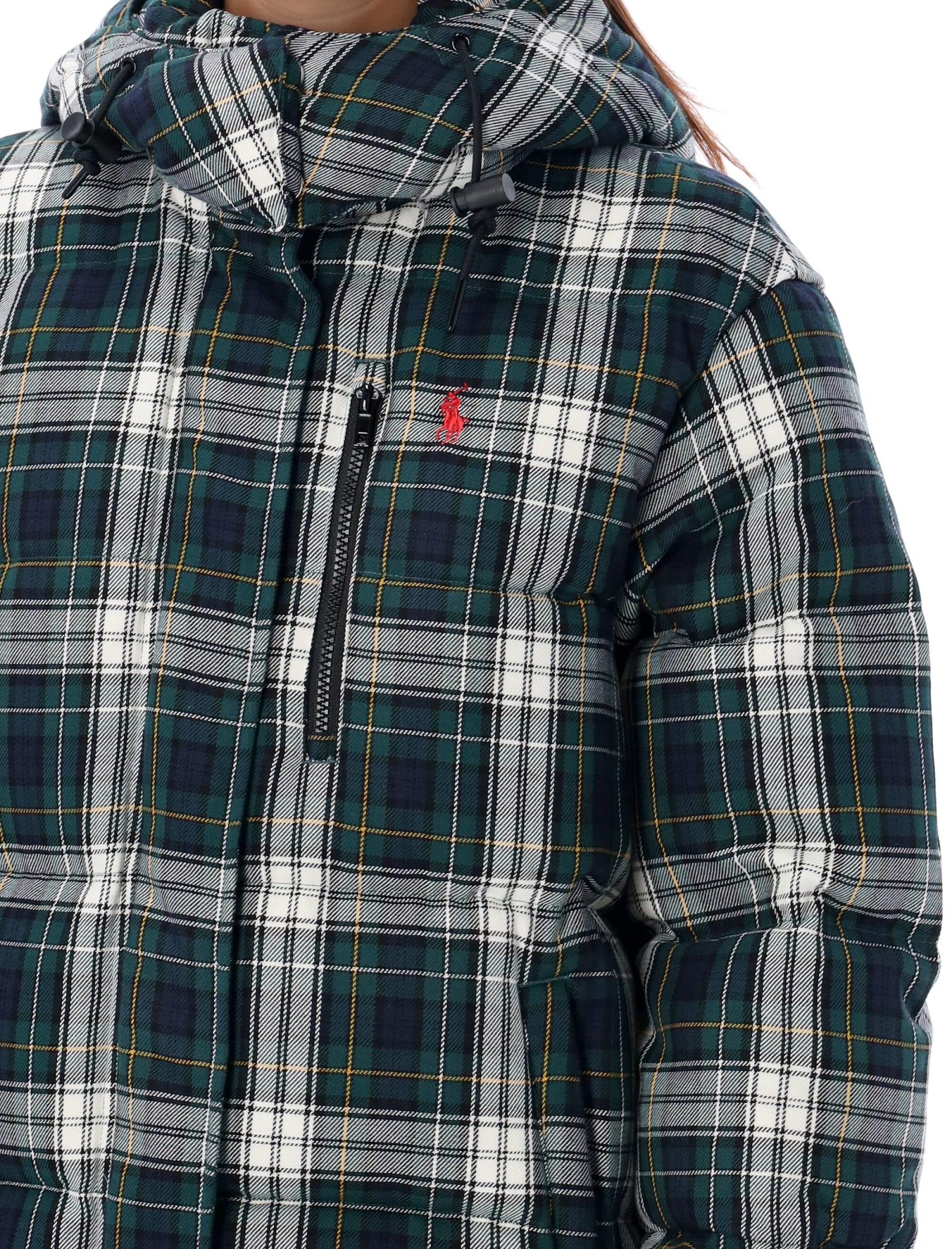 Shop Polo Ralph Lauren Check Down Jacket In Evergreen Zest