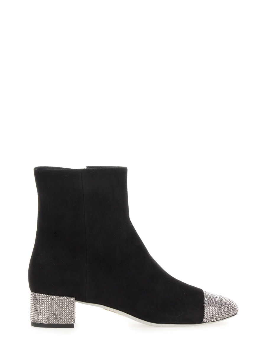 Shop René Caovilla Boot With Rhinestones In Black