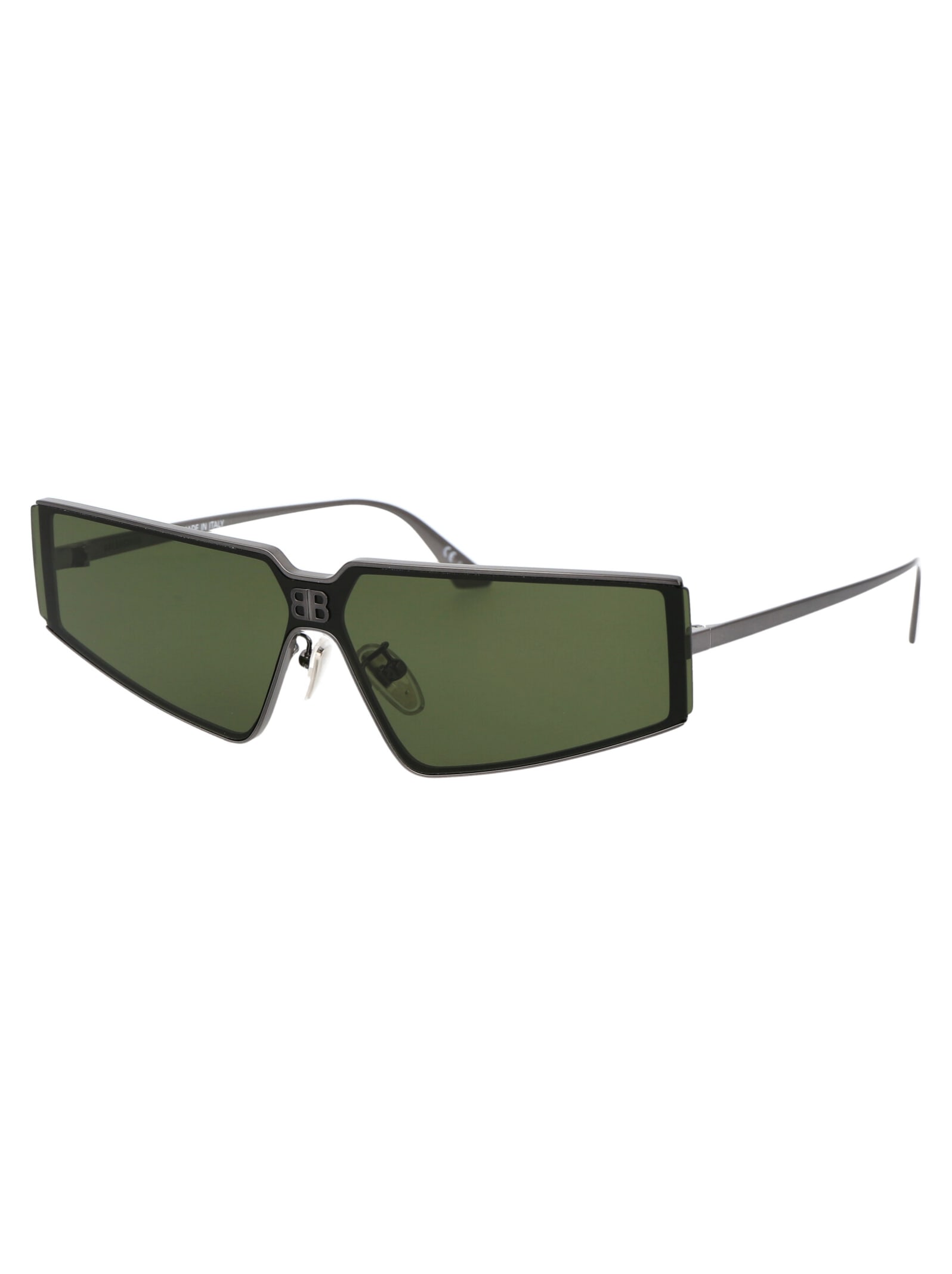 Shop Balenciaga Bb0192s Sunglasses In 002 Ruthenium Ruthenium Green