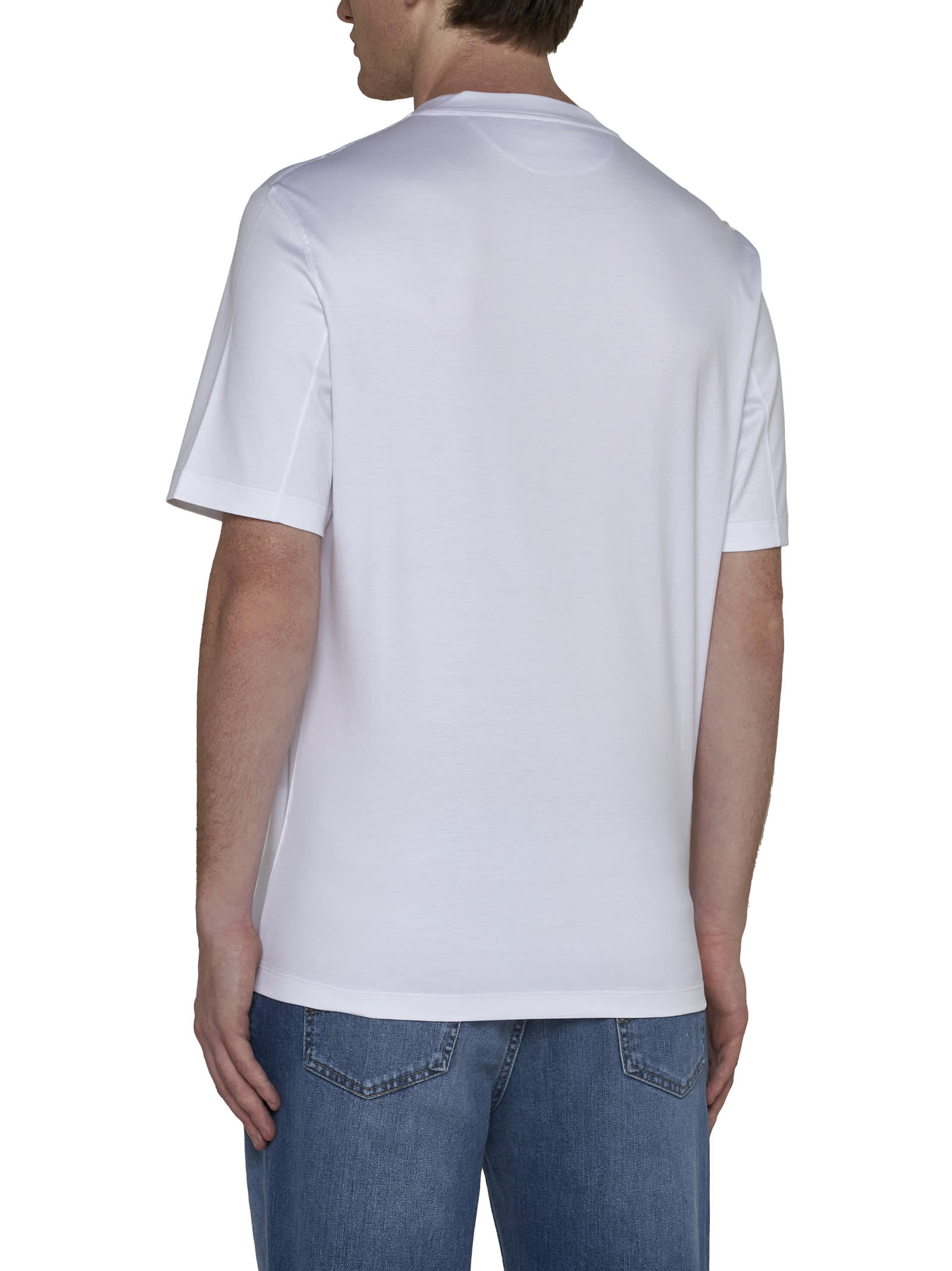 Brunello Cucinelli Cotton Jersey Crew Neck T-shirt With Faux-layering Clothing In Bianco
