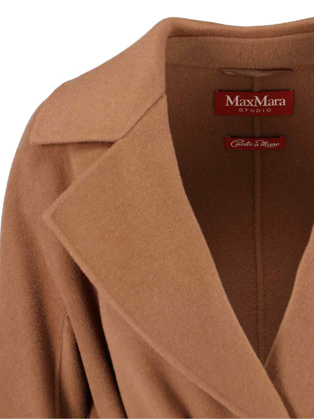 Max Mara Canneti Double Breasted Wool-cachemere Double Drap Long Coat Coats Brown In Brown