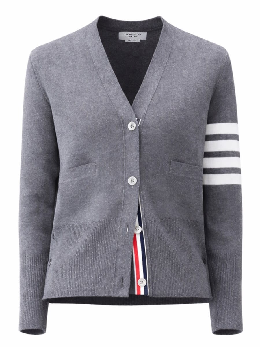 Thom Browne V-neck Cardigan In Gray