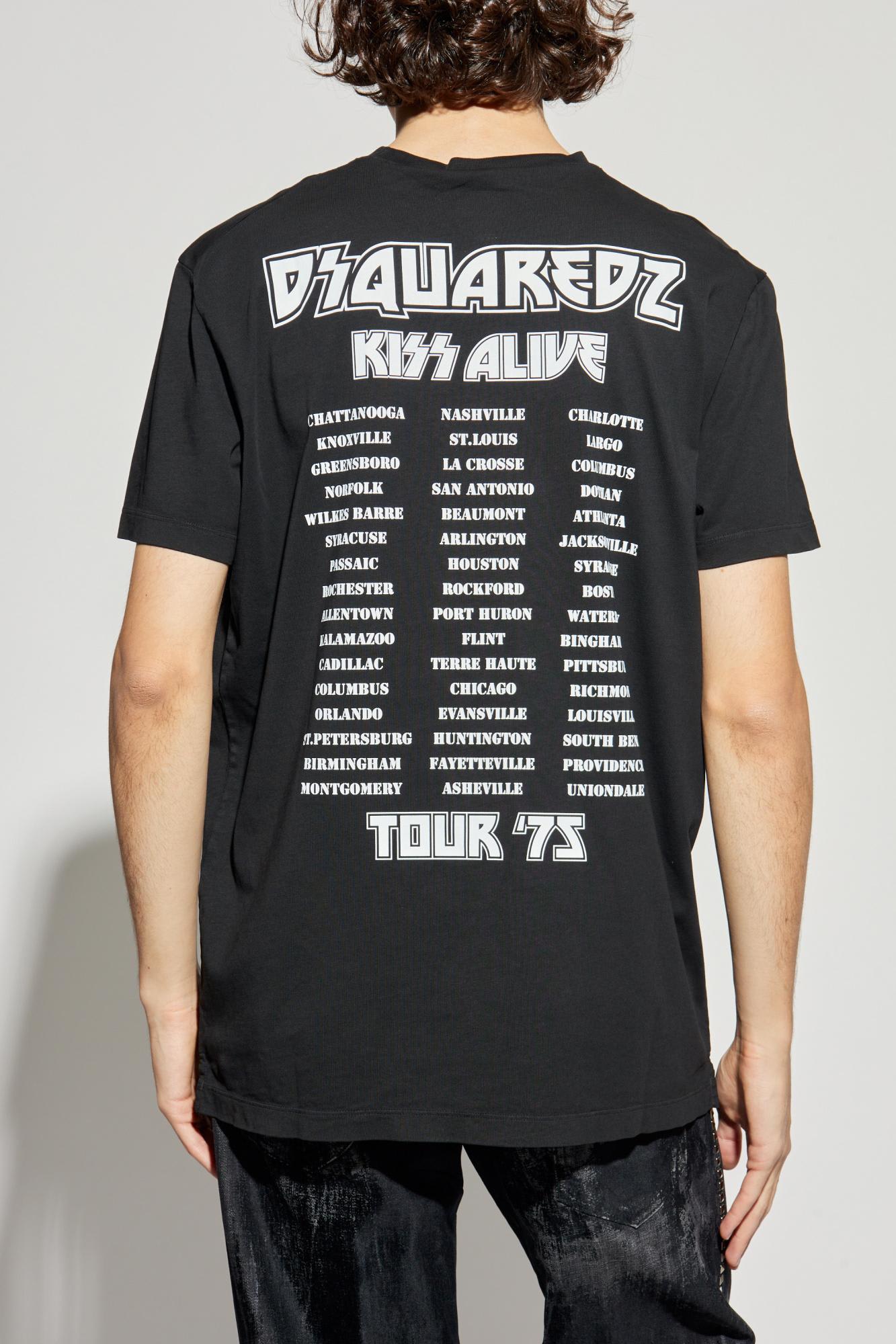 Dsquared2 Graphic Print Crew Neck Short Sleeve T-shirt In Black