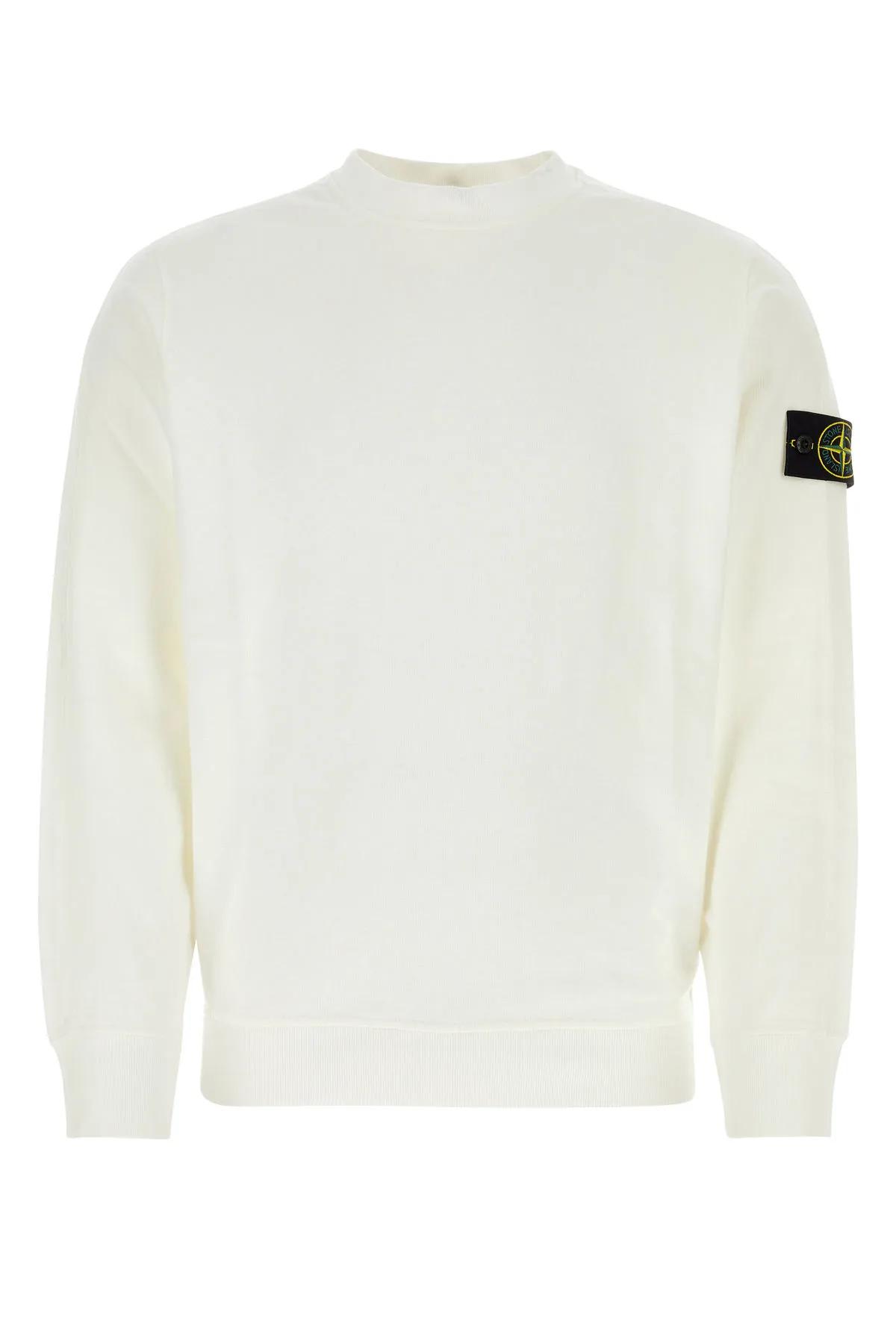 Shop Stone Island White Cotton Sweatshirt In Bianco