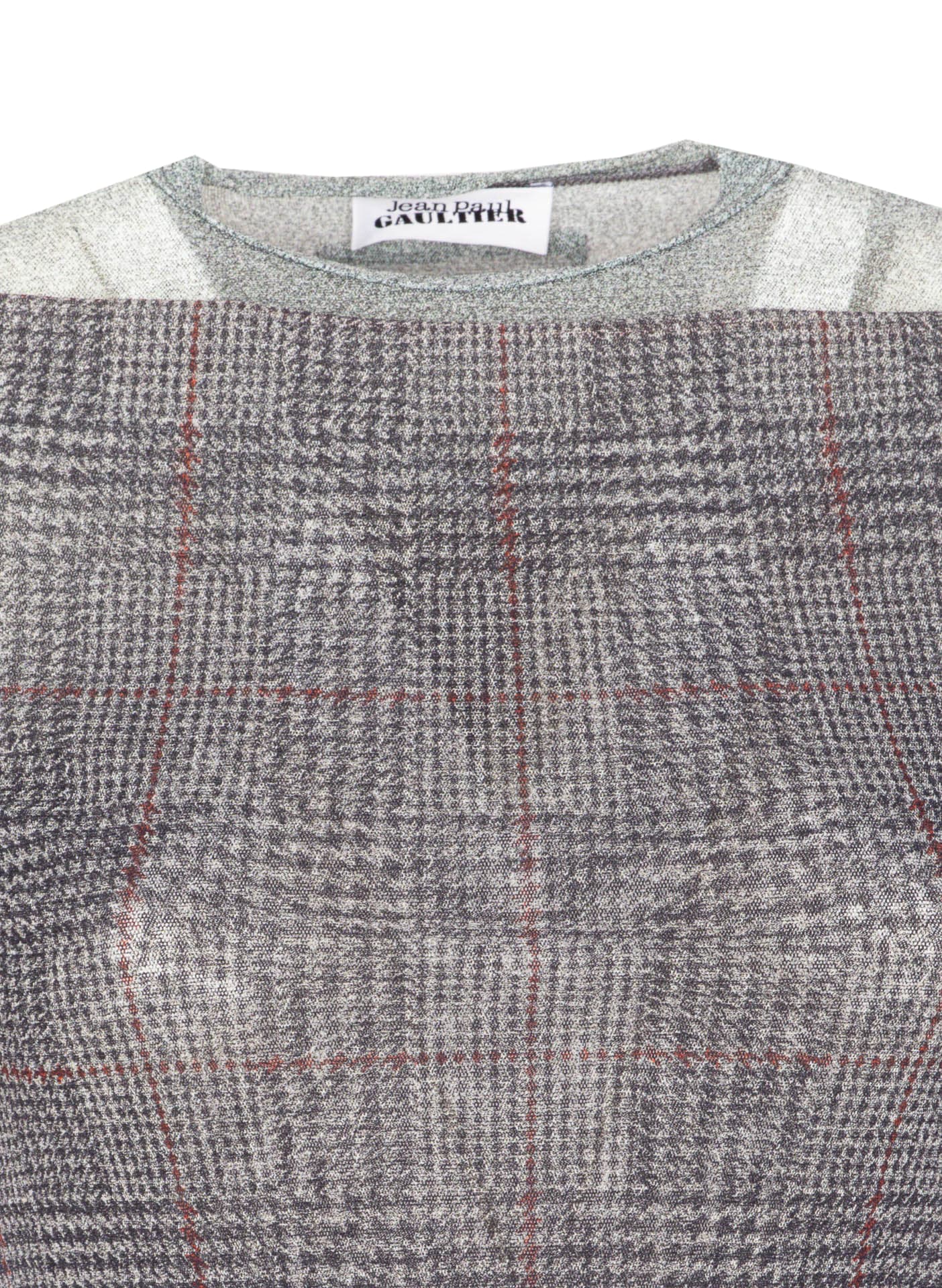 Jean Paul Gaultier Women Body Shadow And Prince Of Wales Print Mesh Top In Gray