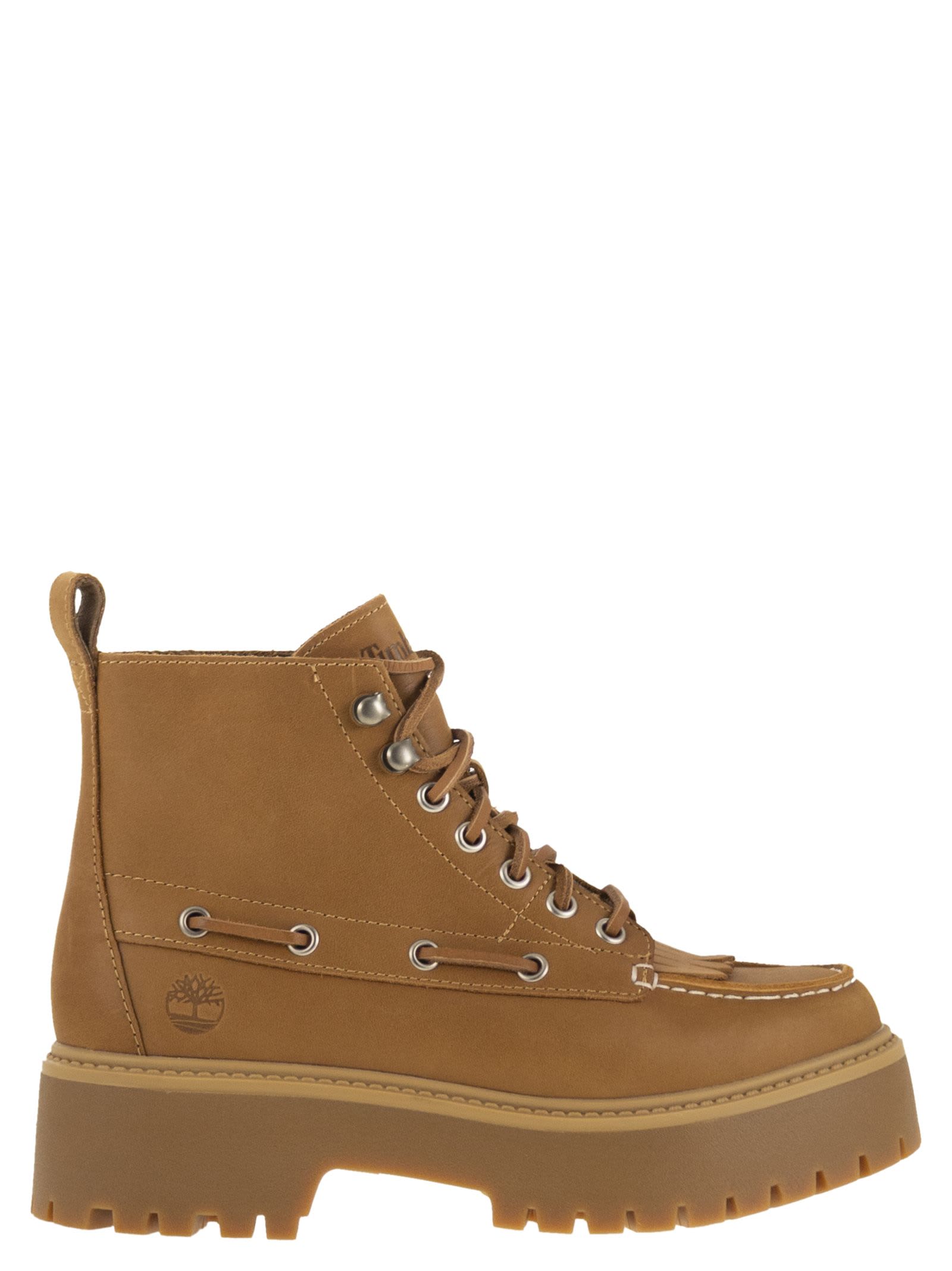Timberland Women's Stone Street Mid Lace-up Waterproof Boot In Wheat Nubuck, Women's At Urban Outfitters In Yellow