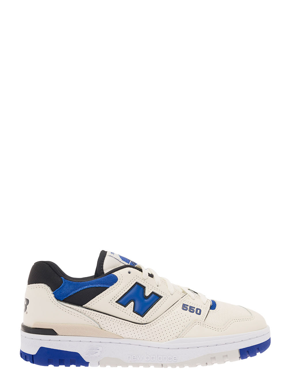 New Balance 550 White And Blue Low Top Sneakers With Logo And Contrasting Details In Leather Man