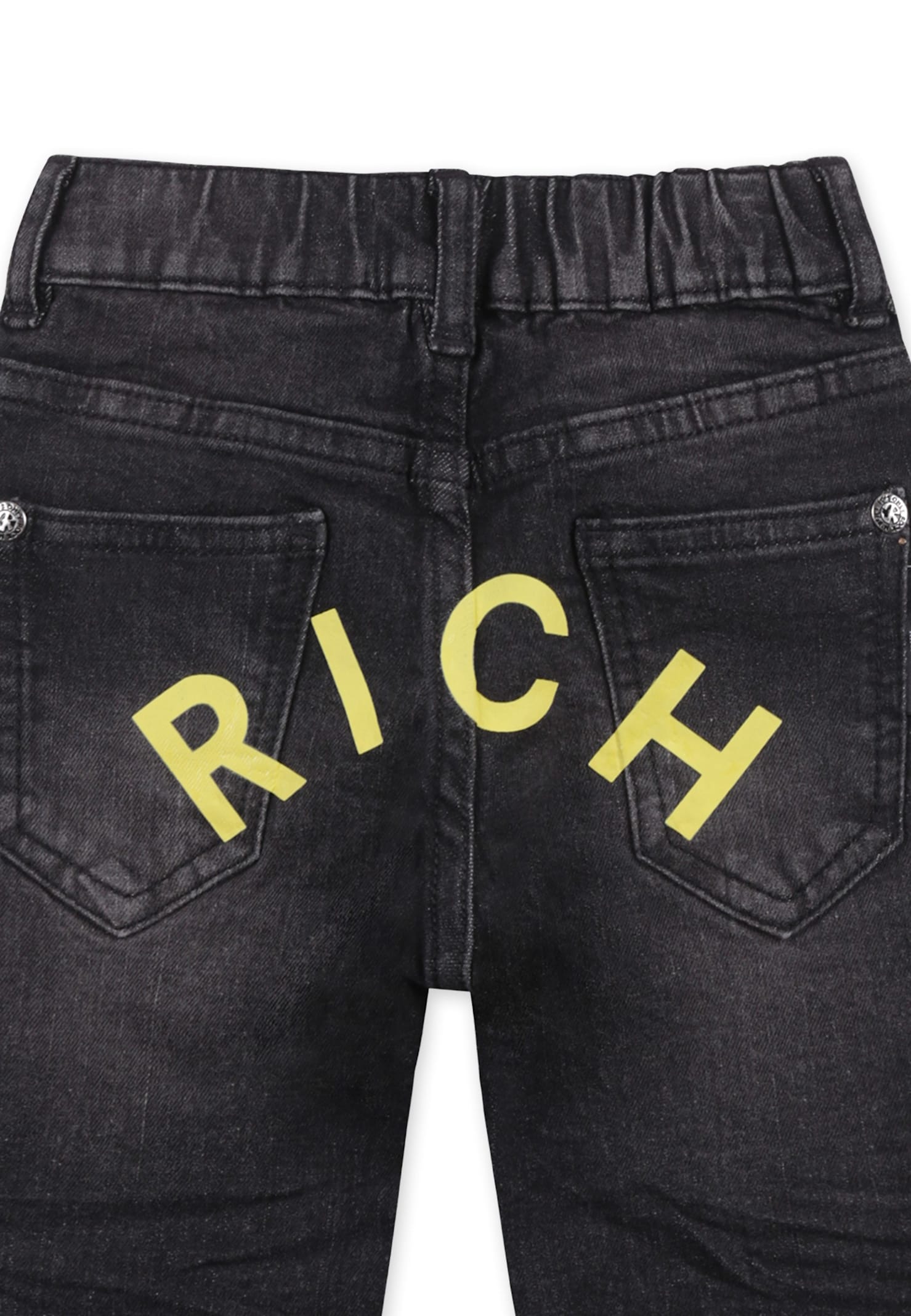 Richmond Black Jeans For Baby Boy With Logo In Black