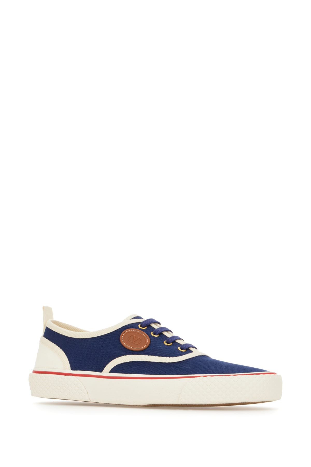 Valentino Garavani Blue Low Top Sneakers With Vlogo Patch On The Side In Cotton Man In Blu