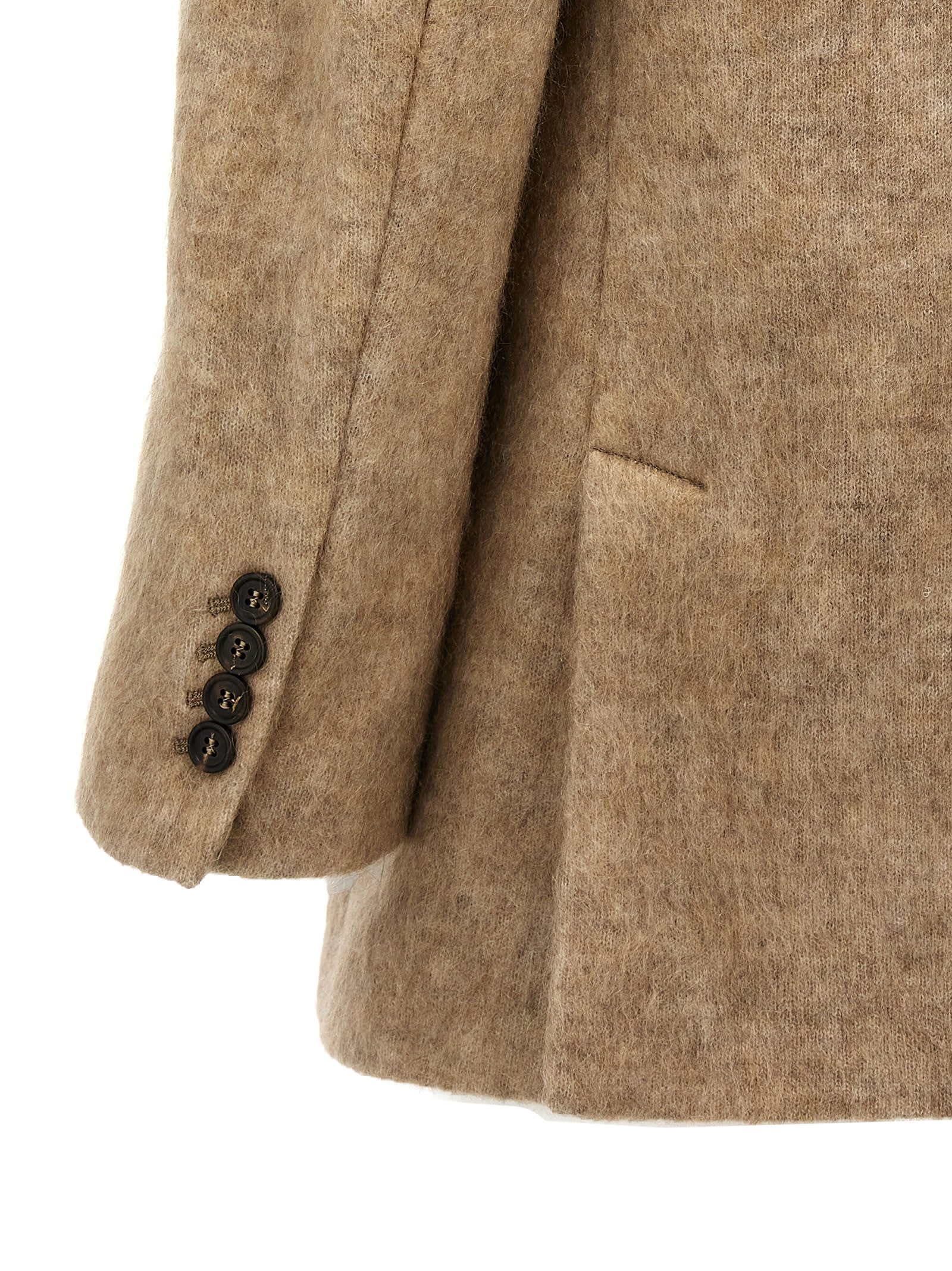 Shop Brunello Cucinelli Single-breasted Mohair Blazer In Beige