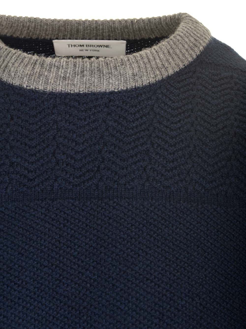 Shop Thom Browne 4-bar Crew Neck Sweater In Blue