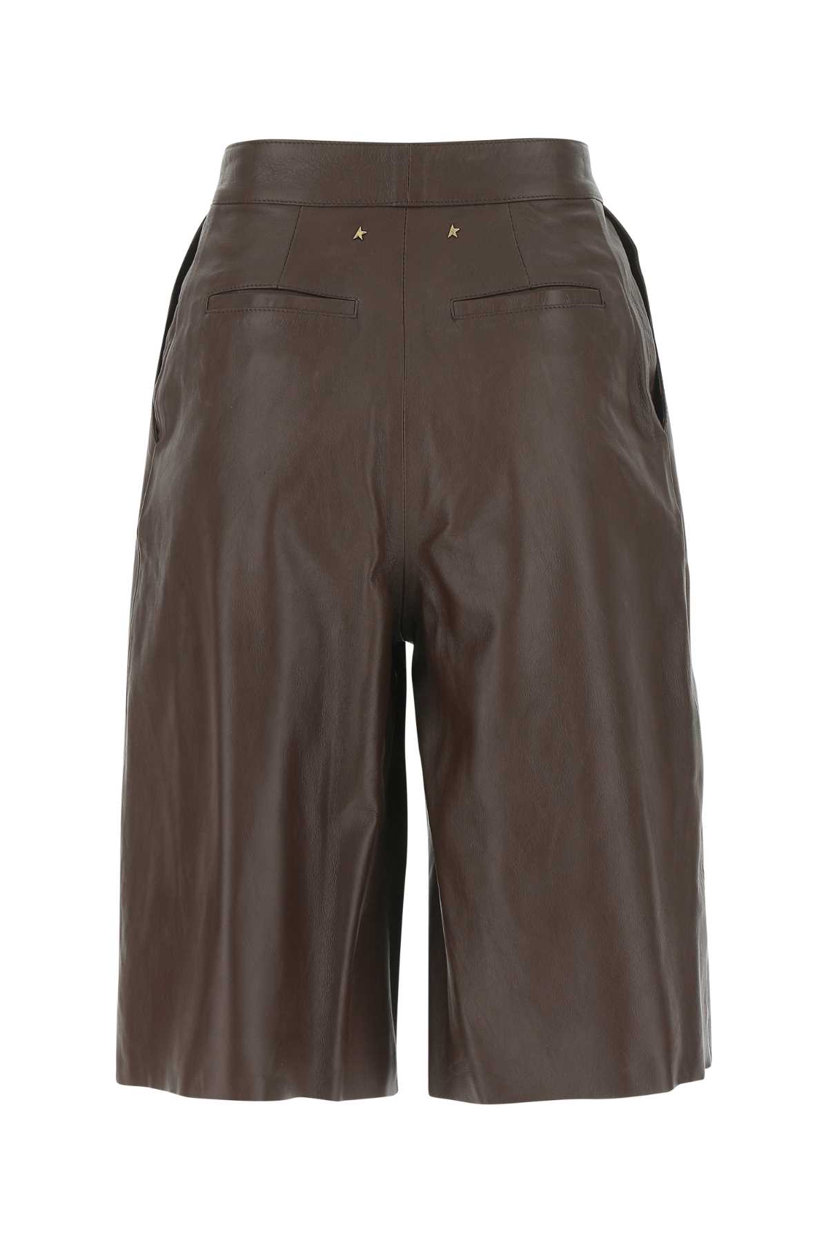 Shop Golden Goose Brown Leather Bermuda Shorts In 55429