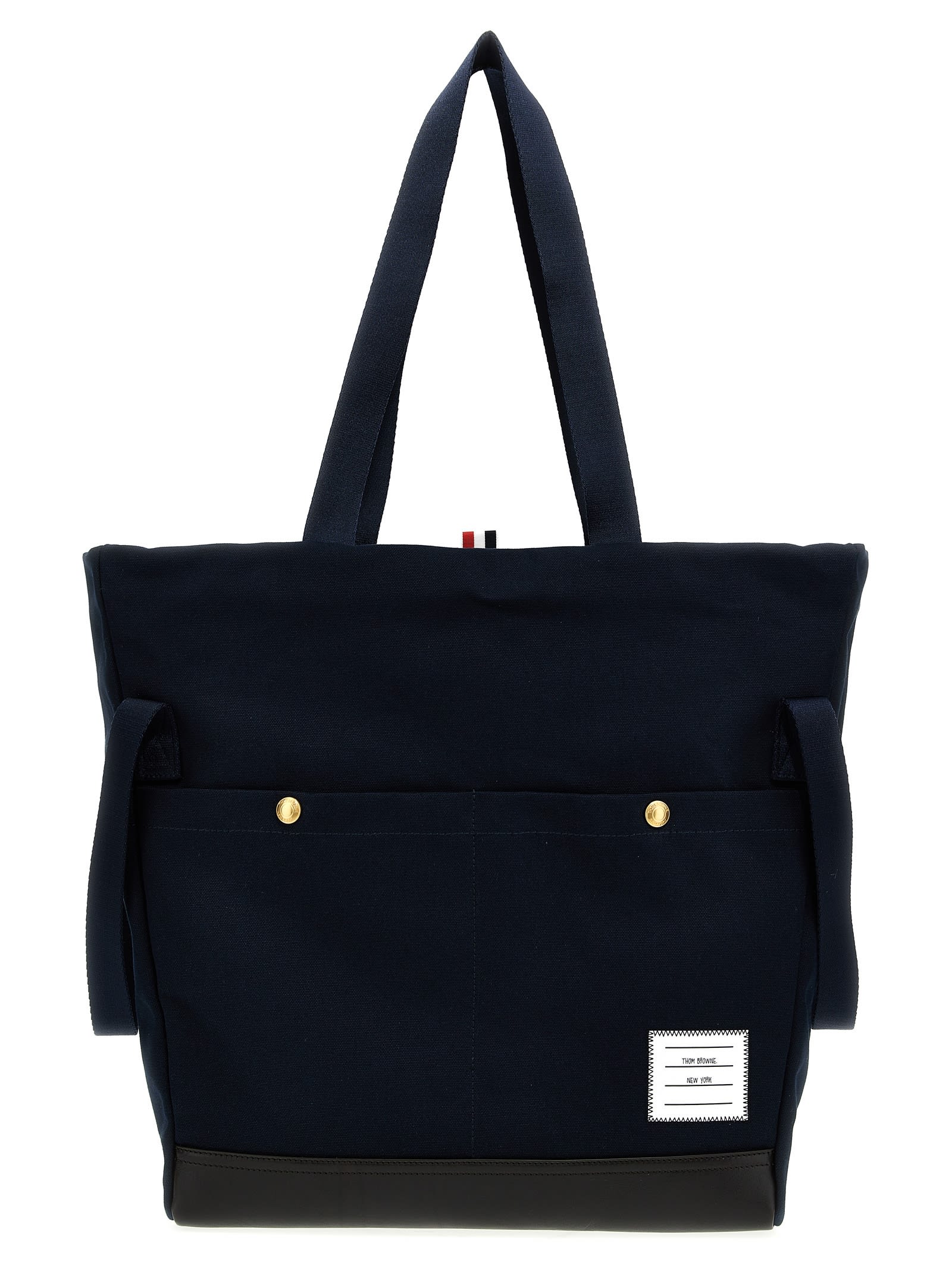Thom Browne Snap Pocket Shopping Bag In Blue