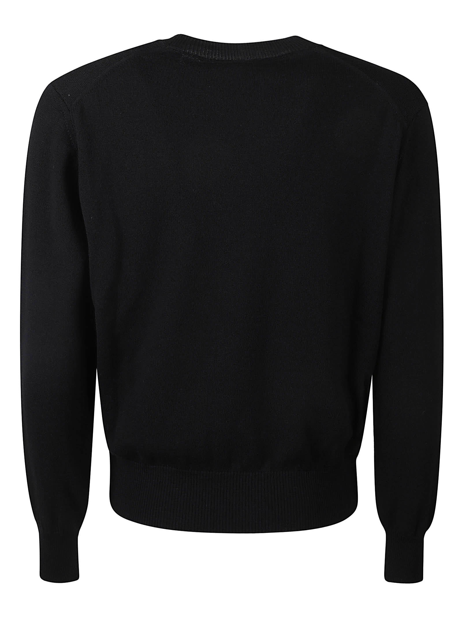 Shop Ami Alexandre Mattiussi Logo Embroidered Ribbed Sweater In Black