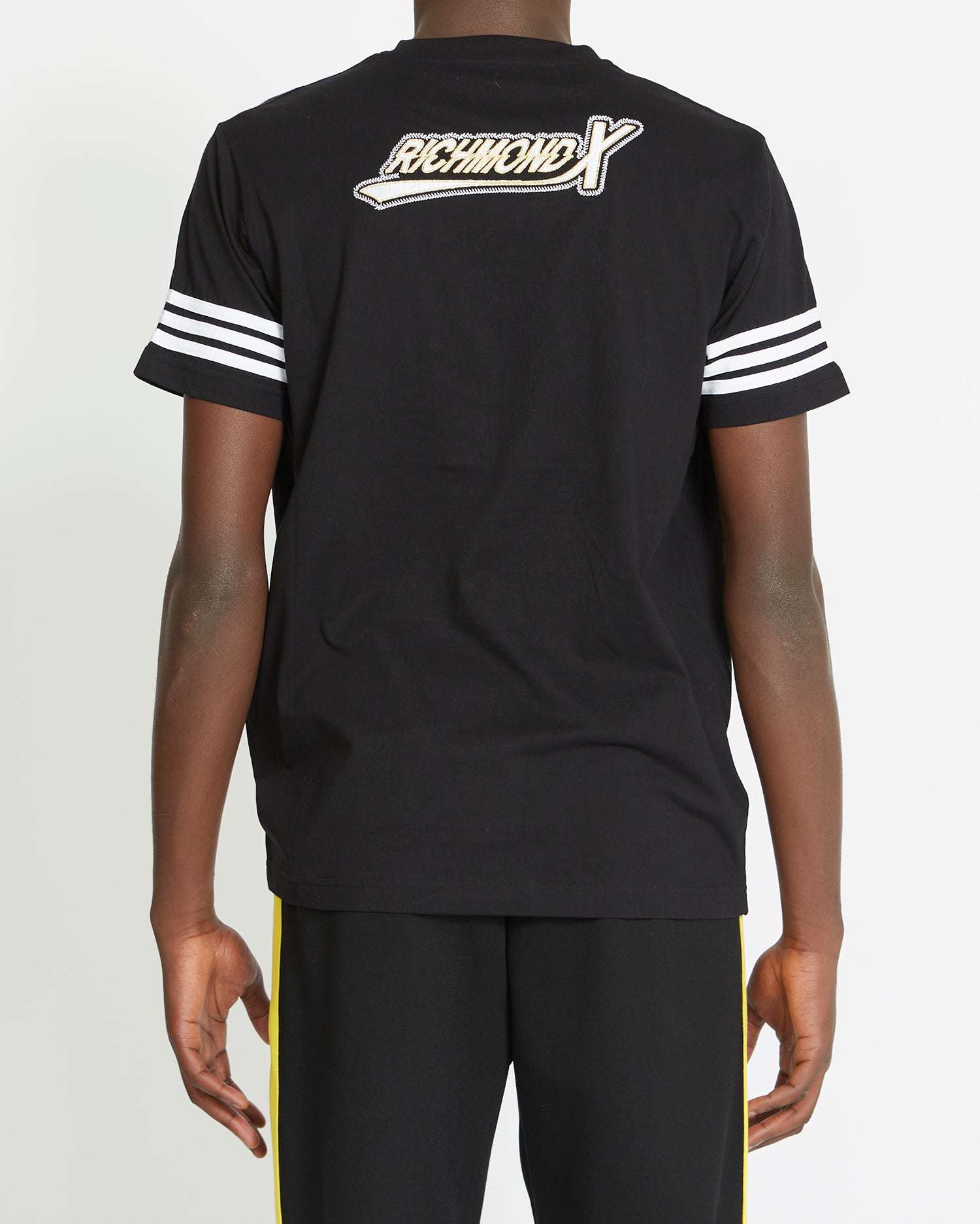 Shop John Richmond T-shirt With Logo On The Back And Side Bands On The Sleeves In Nero