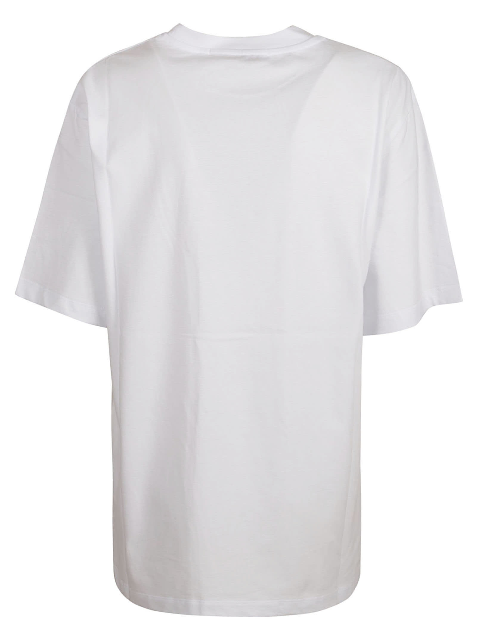 Shop Msgm Round Neck Logo Print T-shirt In Optic White