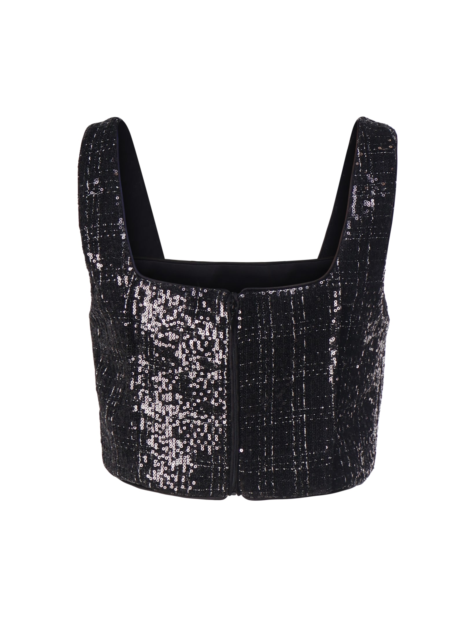 Shop Genny Sequin Bodice Top In Black