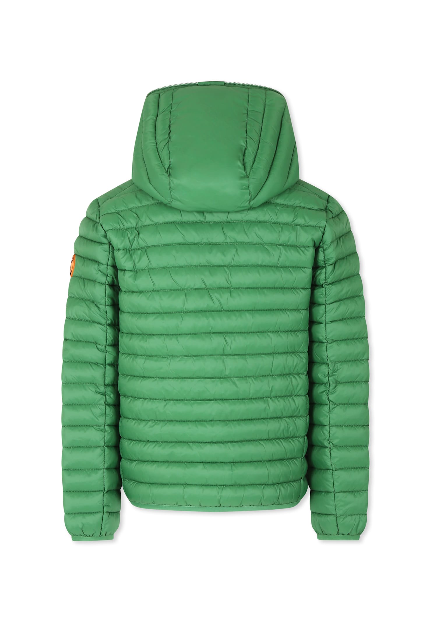 Save The Duck Green Down Jacket For Boy With Logo