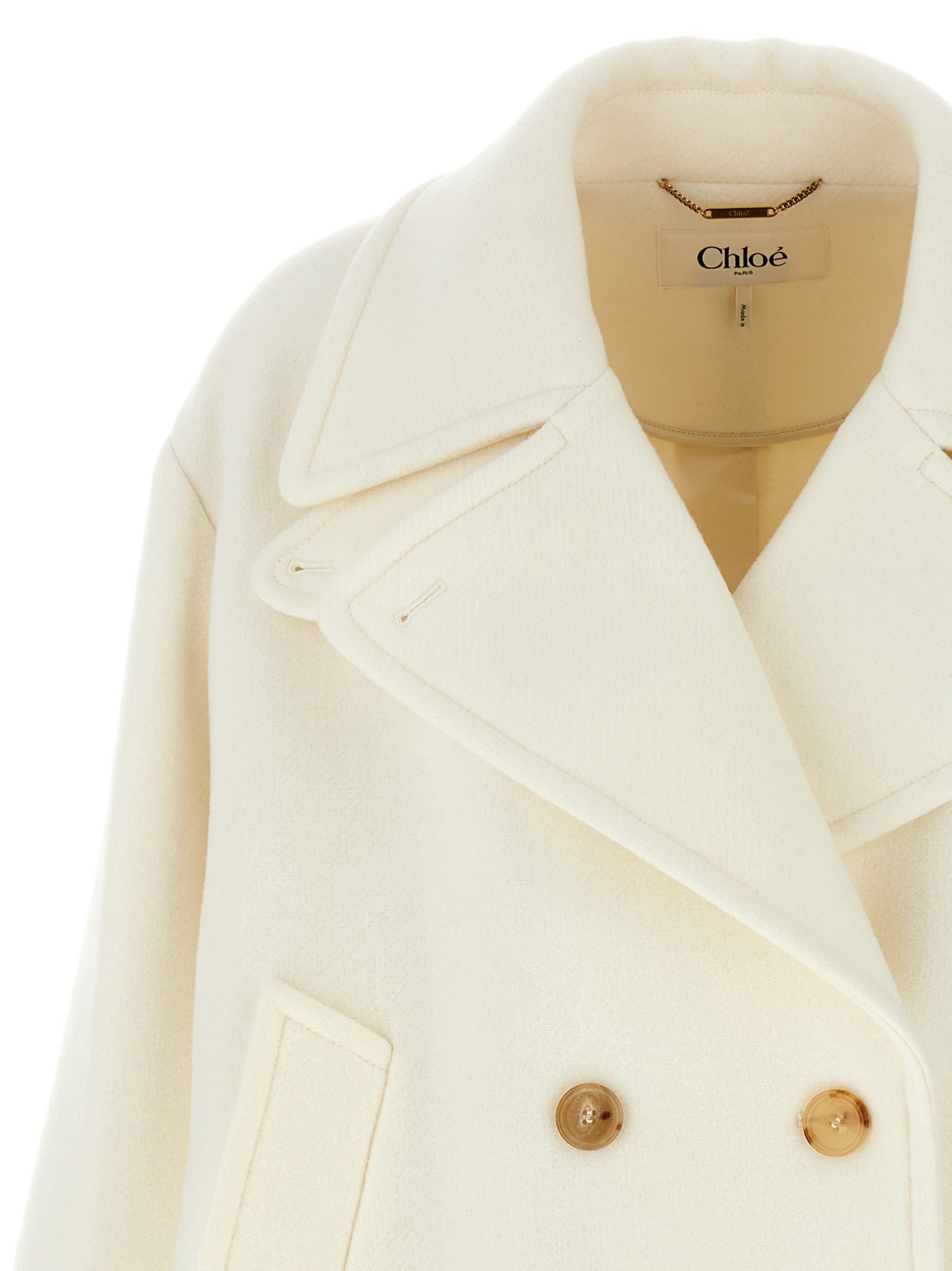 Shop Chloé Double-breasted Coat In White