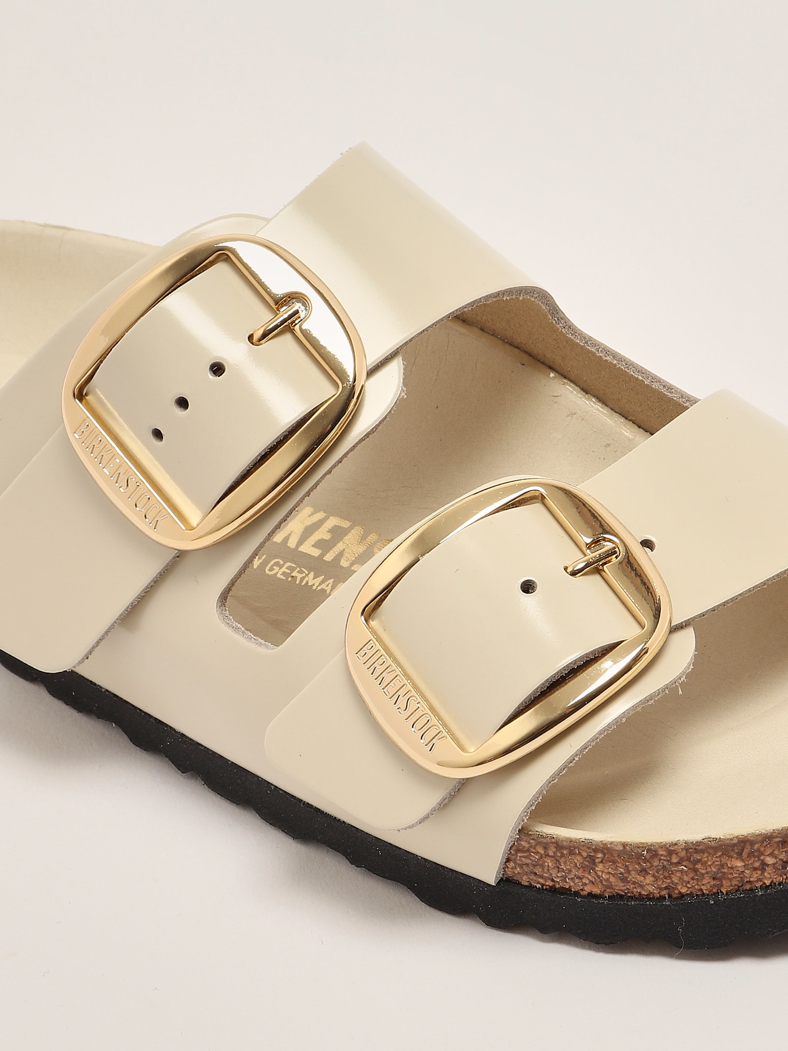 Birkenstock Arizona Big Buckle Shine Ecru Sandal In Sand