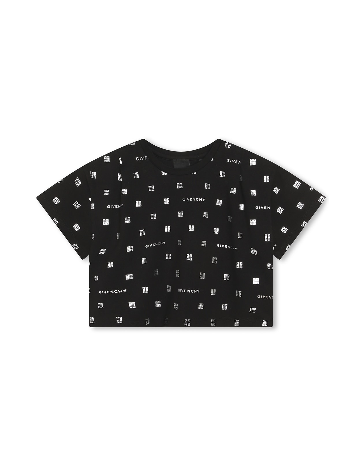 GIVENCHY BLACK T-SHIRT WITH GIVENCHY 4G PATTERN