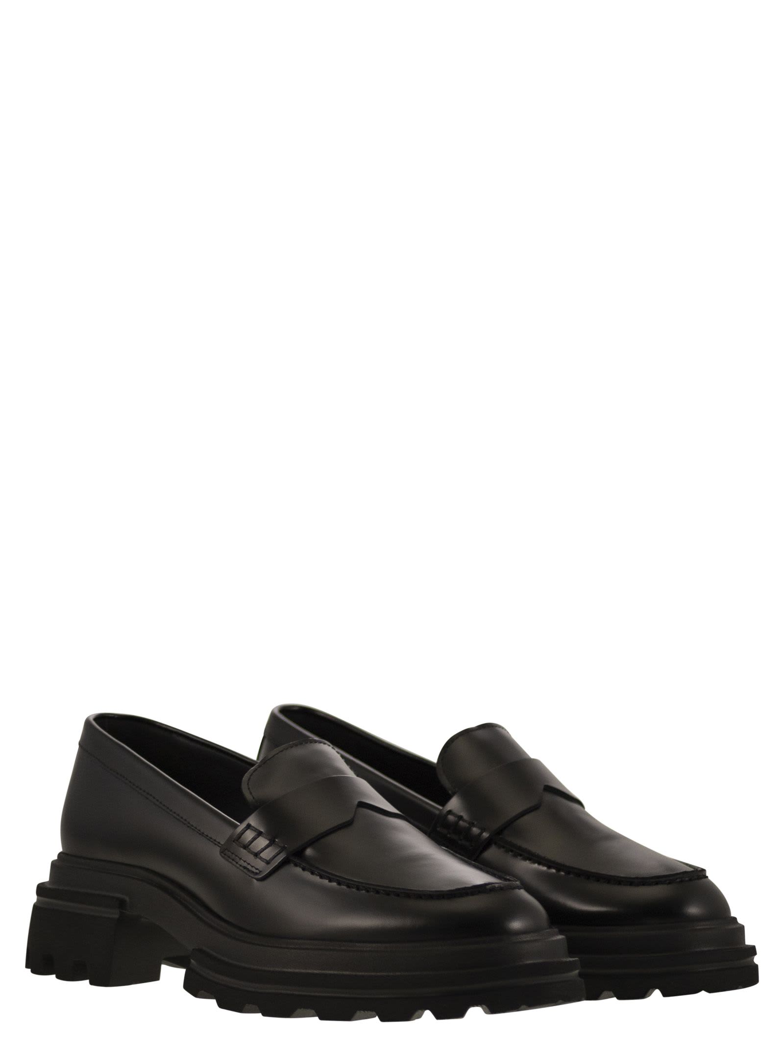 Shop Hogan 10-storey Moccasins In Black