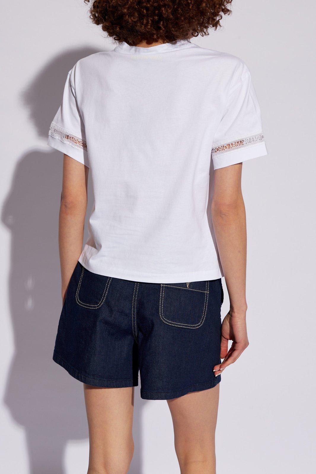 Shop Emporio Armani T-shirt With Lace Inserts In White