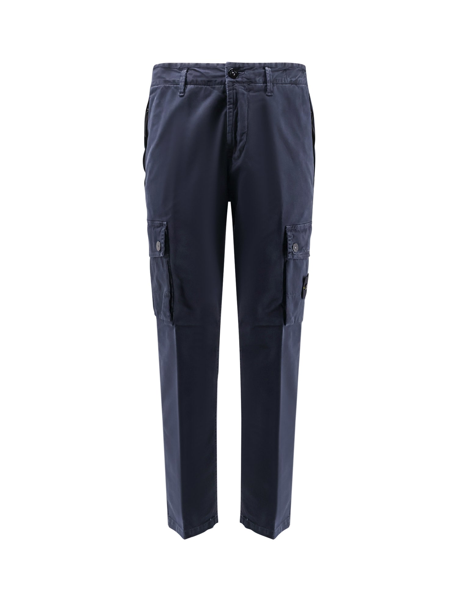 Stone Island Cotton Trousers With Cargo Pockets And Belt Loops