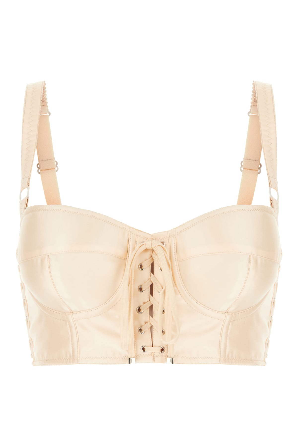 Dolce & Gabbana Stretch Polyester Blend Top With Underwire Cups In Neutral