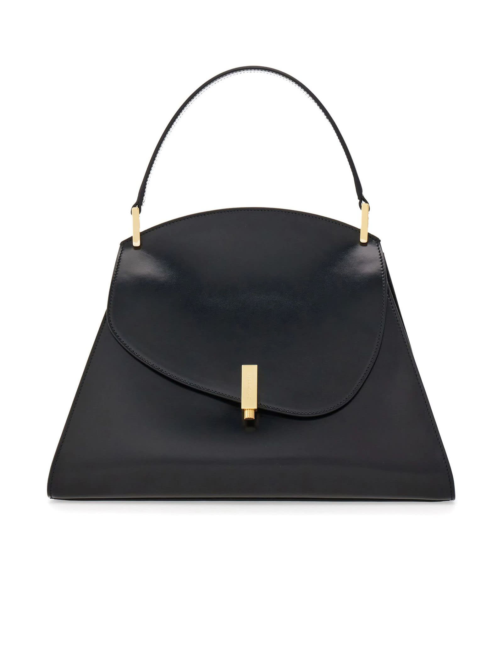 Black Calfskin Geometric Handbag (m)