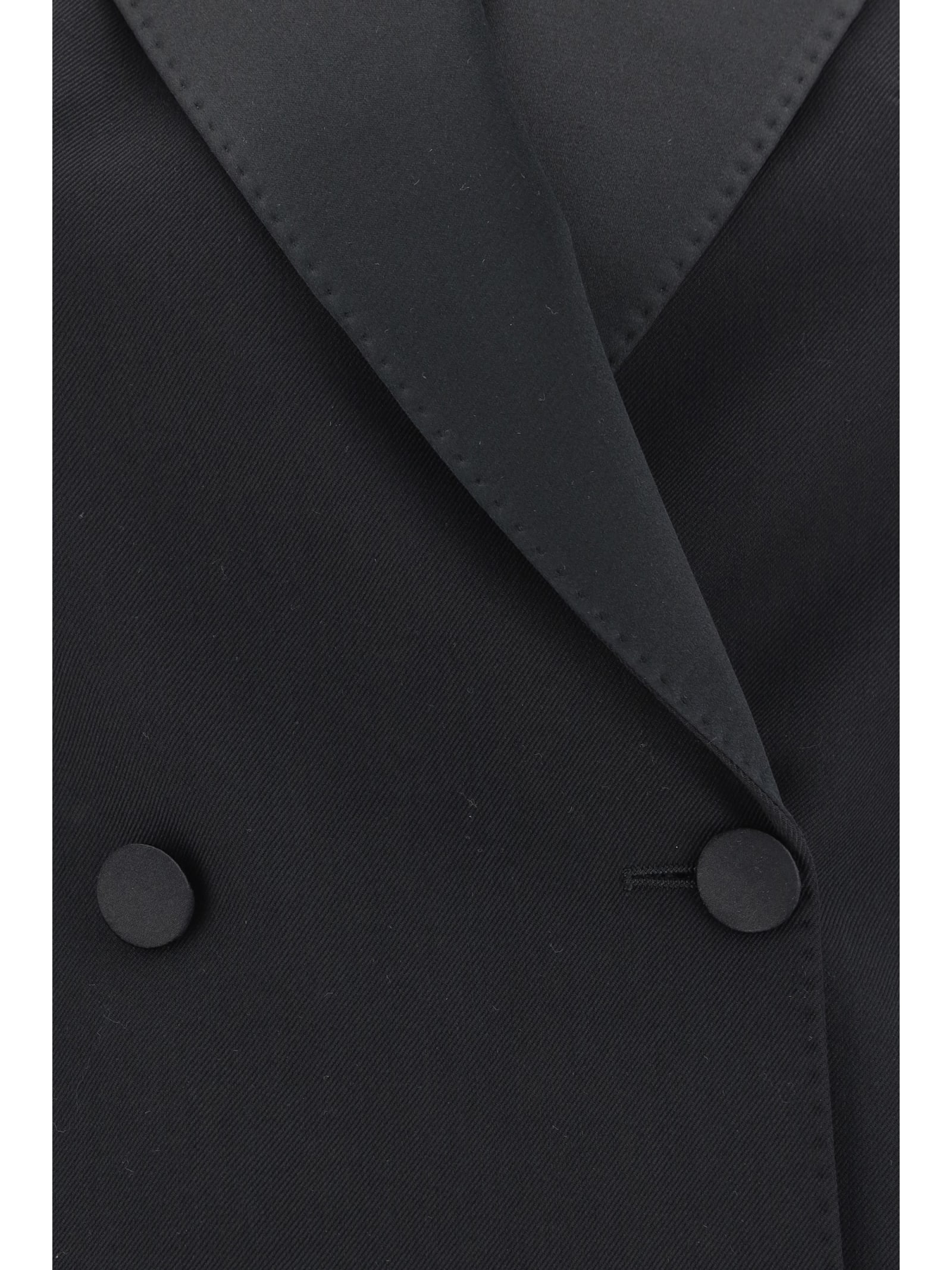 Dolce & Gabbana Double-breasted Wool And Silk-blend Vest In Nero