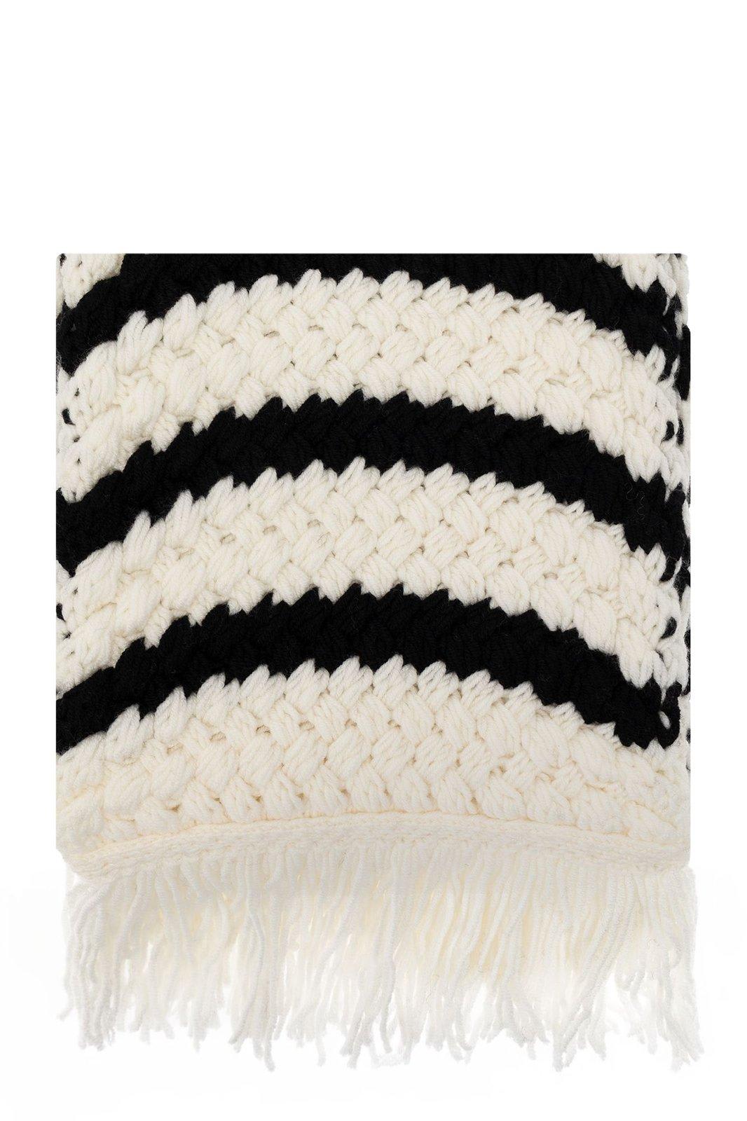 Shop Alanui The Mariner Fringed Scarf In White Black