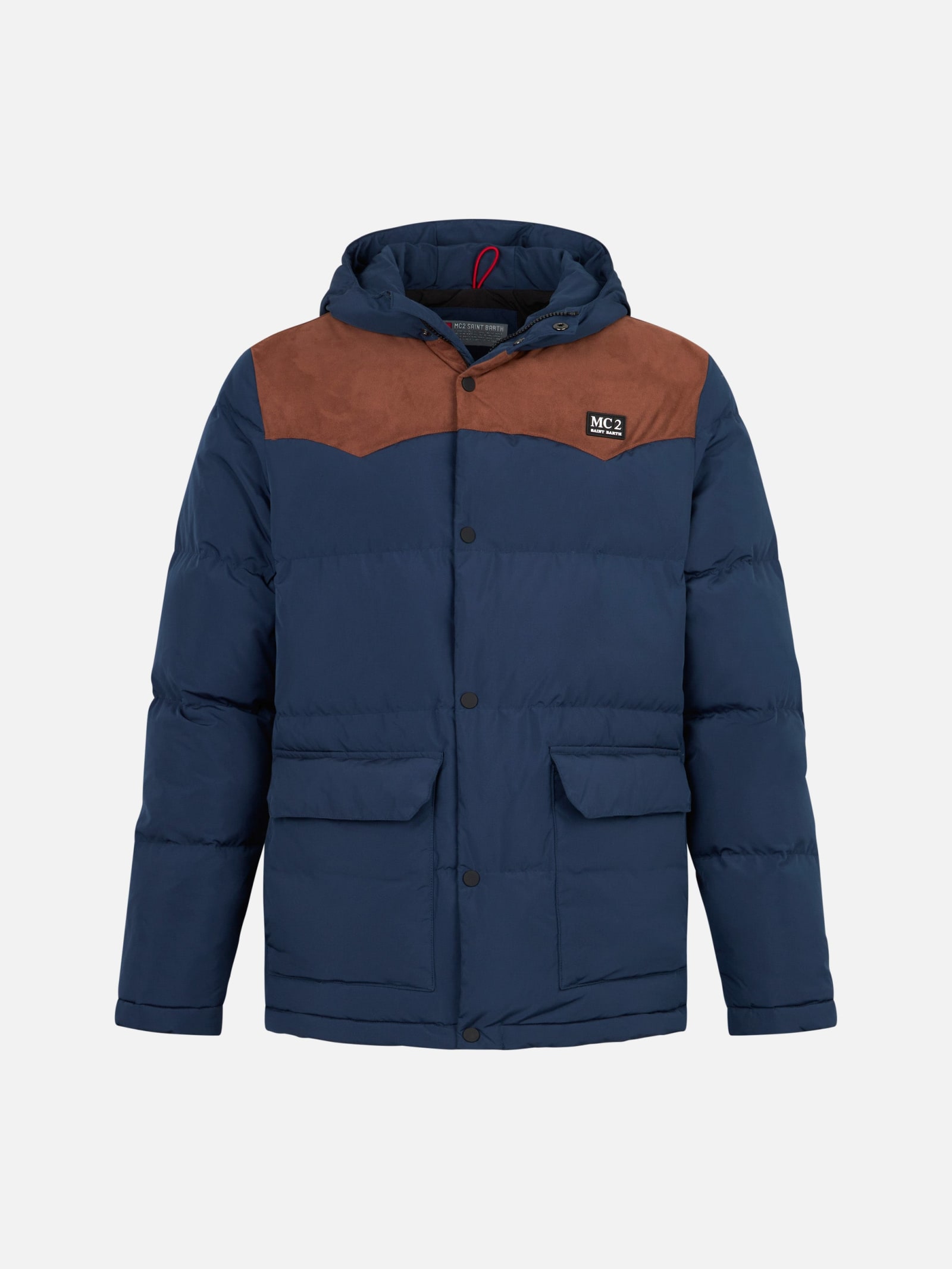 Shop Mc2 Saint Barth Man Hooded Down Blue Jacket