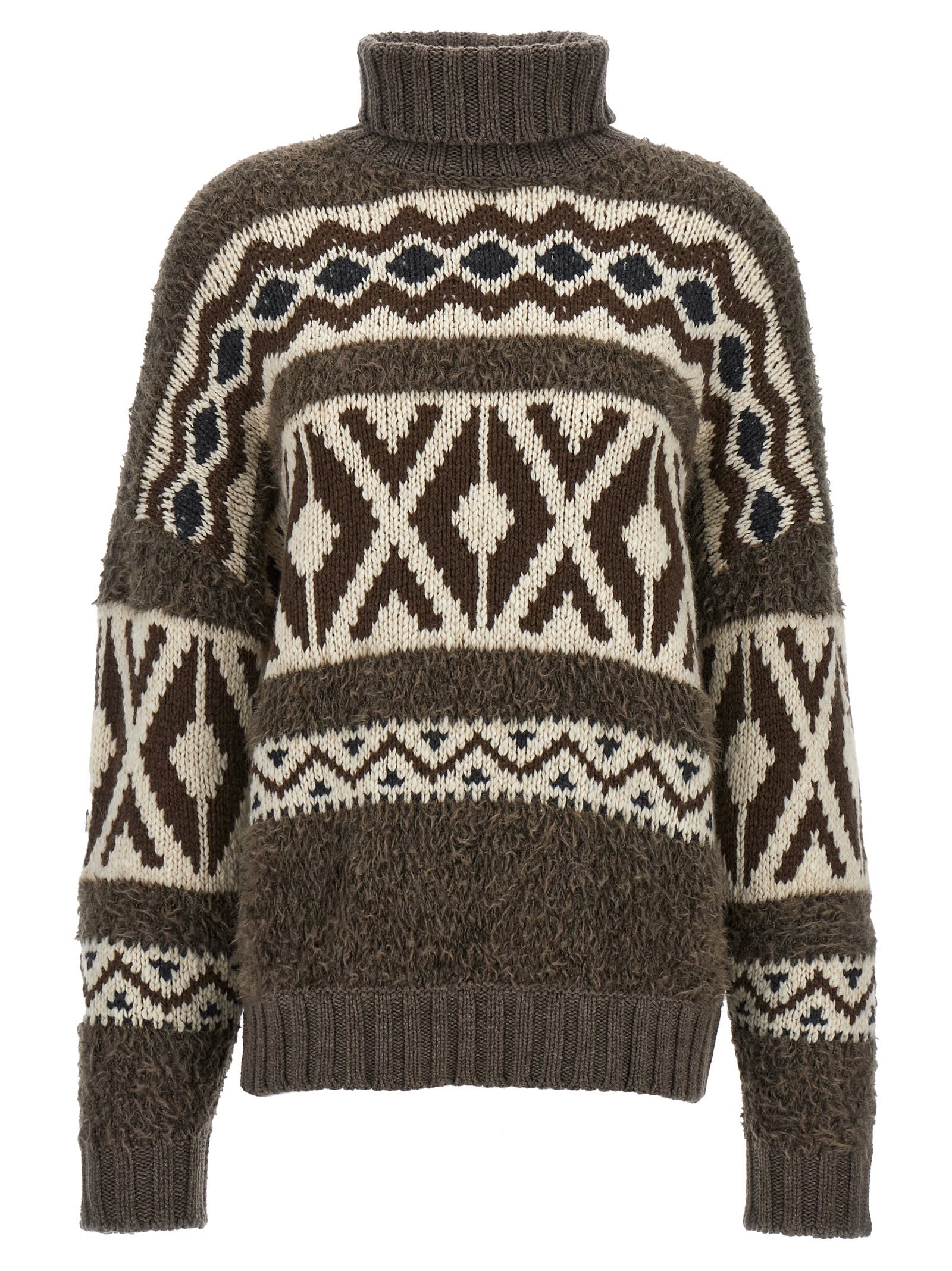 Shop Brunello Cucinelli Jacquard Sweater In Multicolor