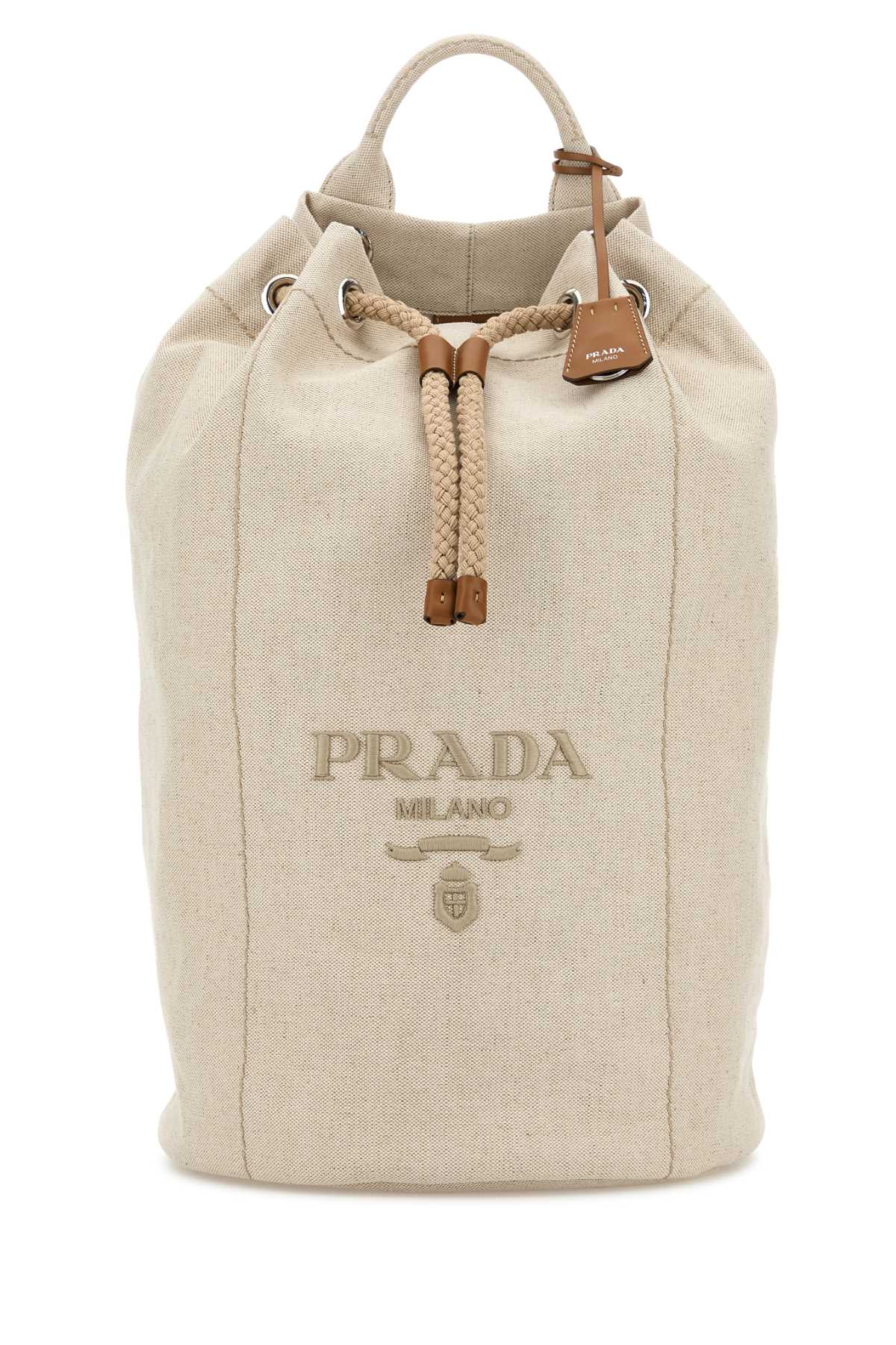 Prada Sand Canvas Backpack - Prada - Modalova