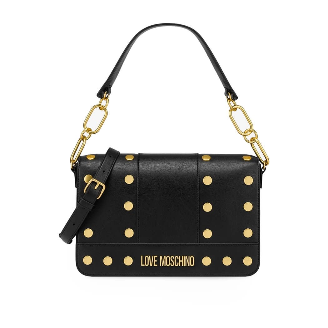 Love Moschino Black Schoulder Bag With Gold Studs
