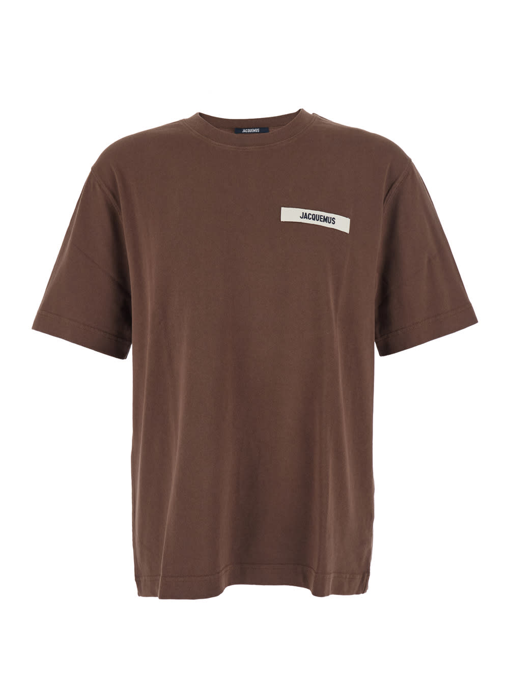 Jacquemus Le T-shirt Gros Grain Brown T-shirt With Logo Patch On The Front In Cotton Man In Brown