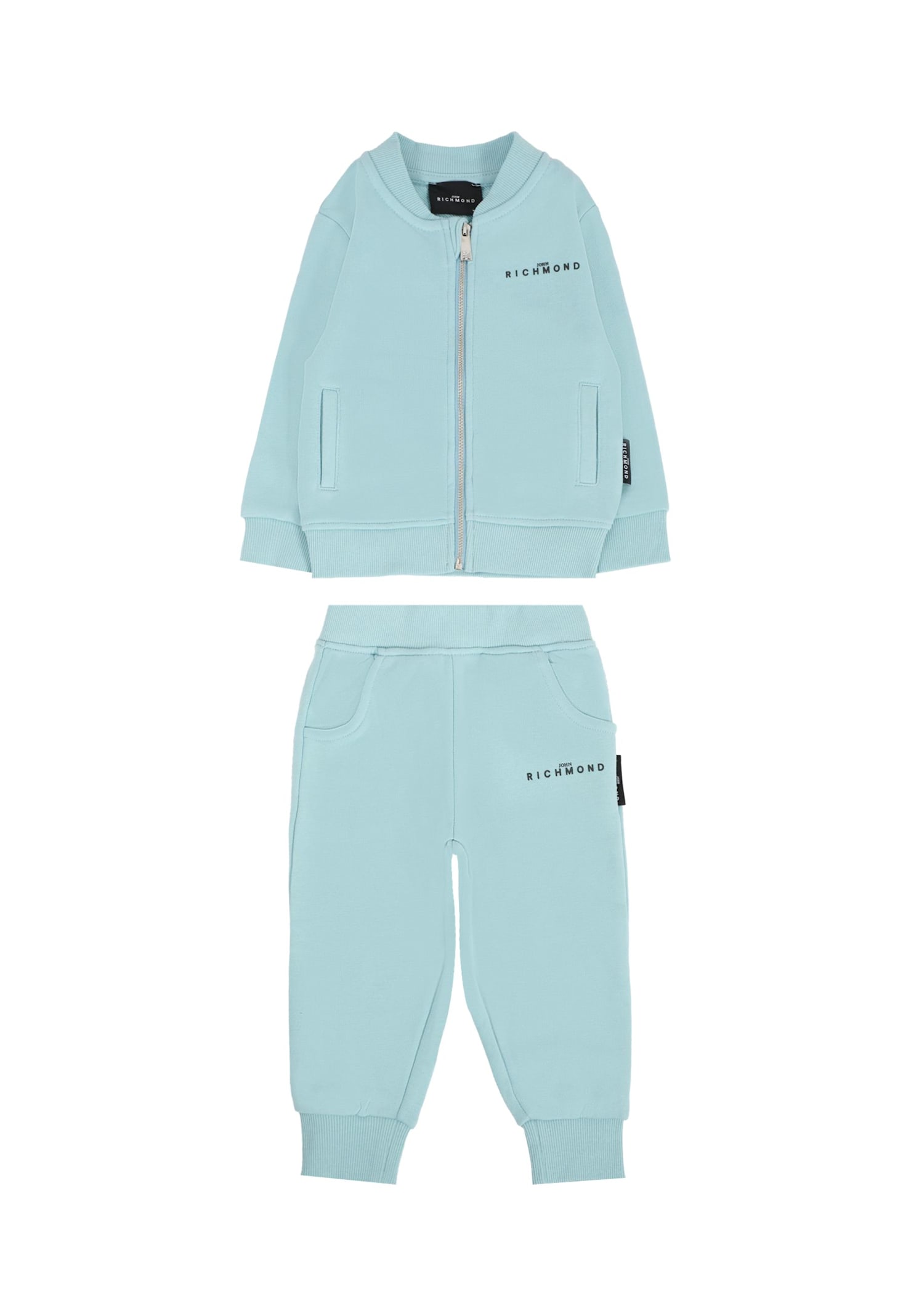 Richmond Light Blue Suit For Baby Boy With Logo In Blue
