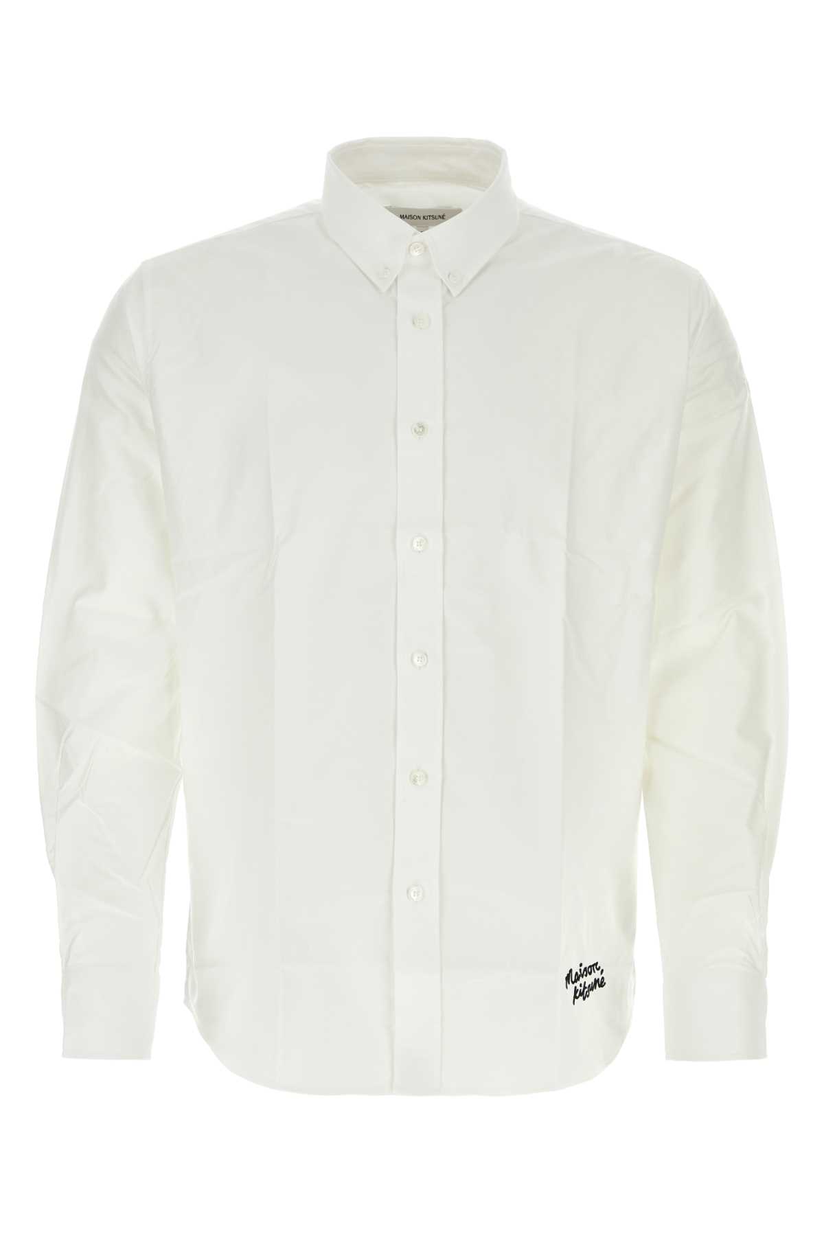 Shop Maison Kitsuné White Cotton Shirt