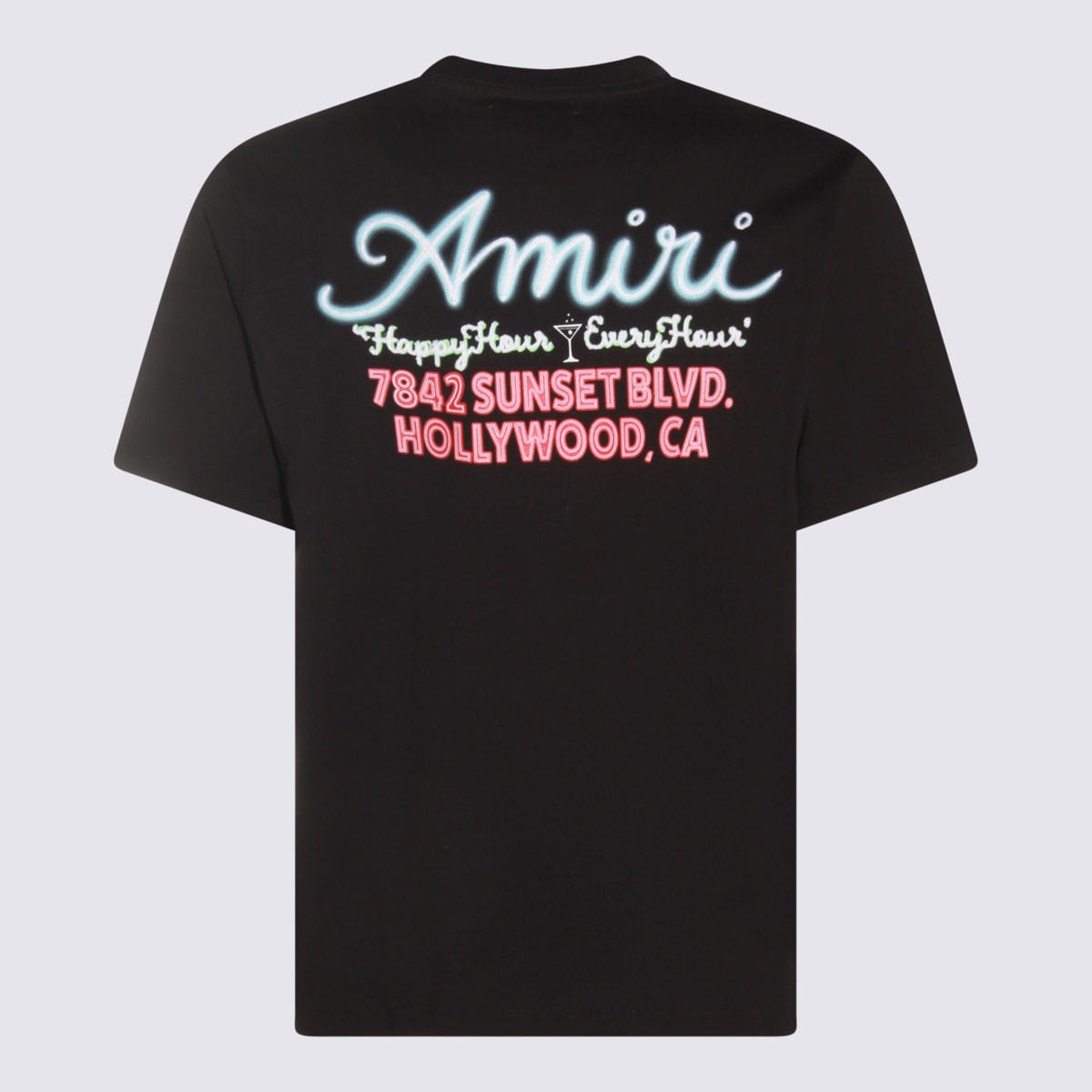 Amiri Mens Neon Lights Graphic-print Cotton T-shirt Black Xl In Black