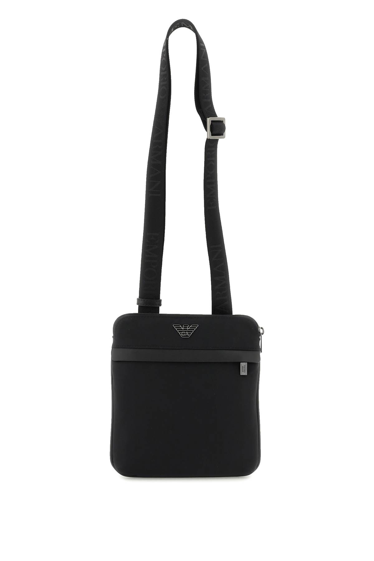 Emporio Armani Recycled Nylon Crossbody Bag In Black