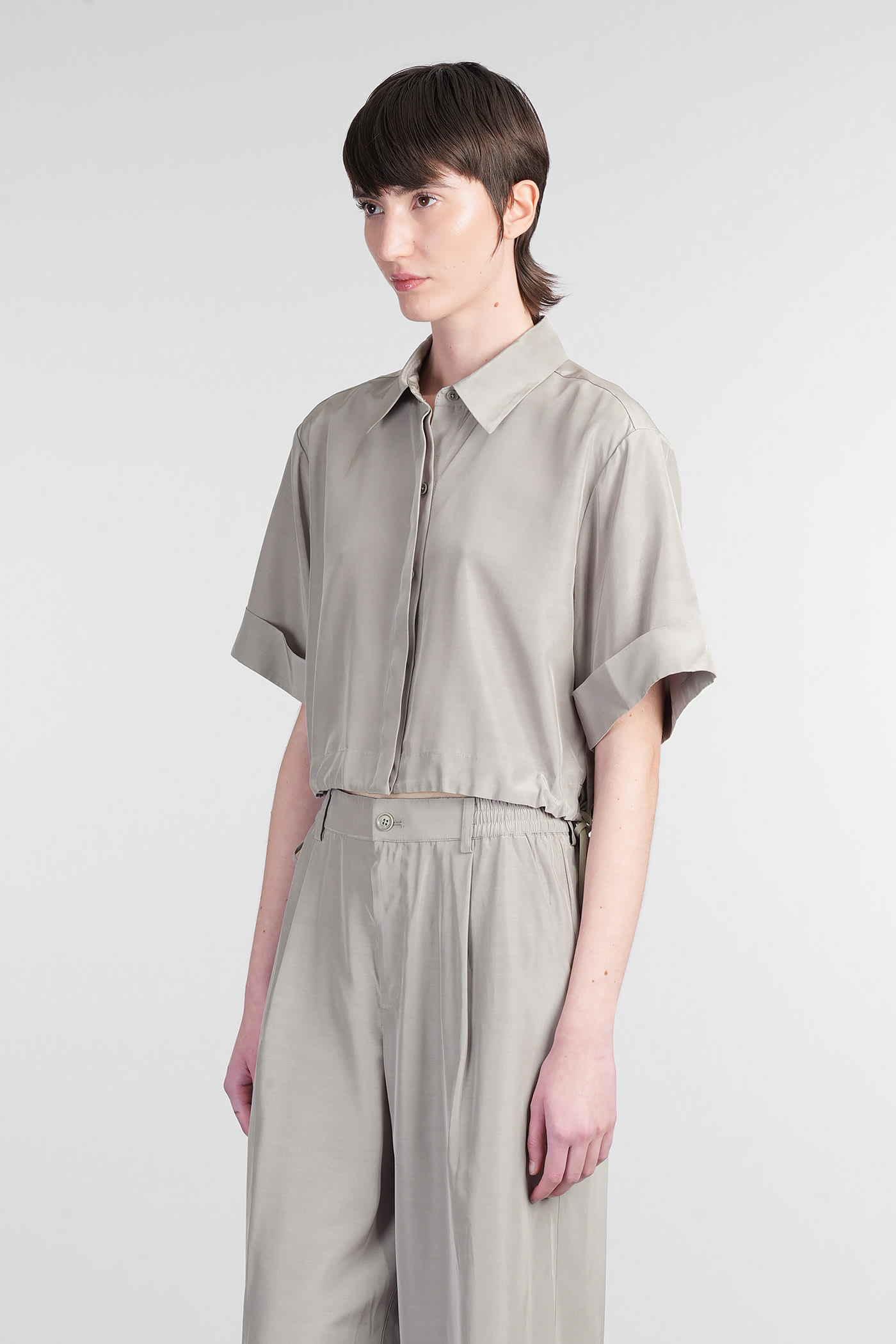 Simkhai Ryett Shirt In Grey Acetate In Grey