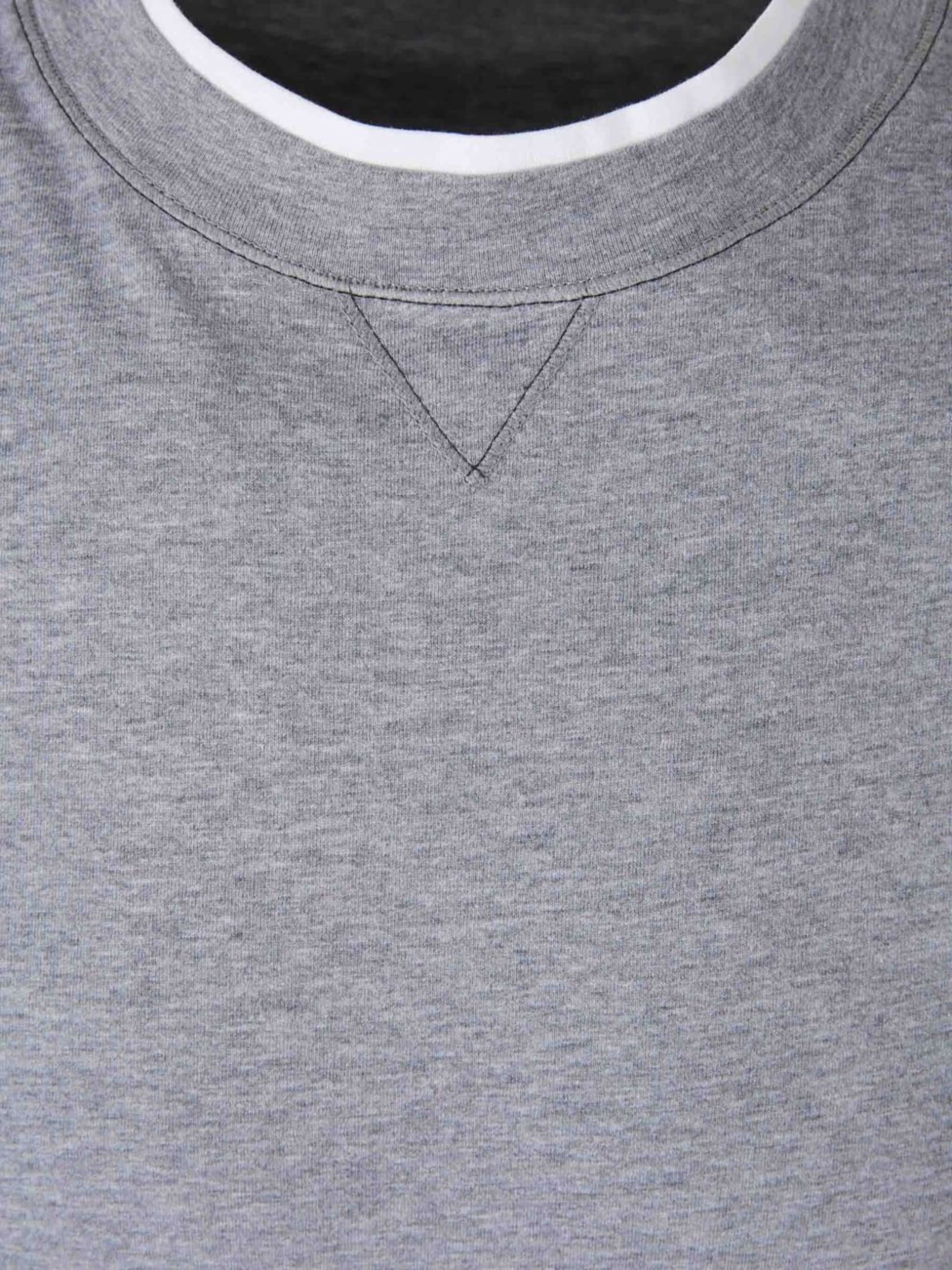 Brunello Cucinelli Short Sleeve T-shirt Contrast Collar In Gray